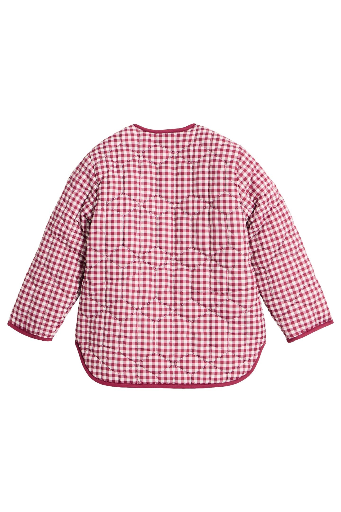 GINGHAM BORG LINED COAT DEEP RED 1