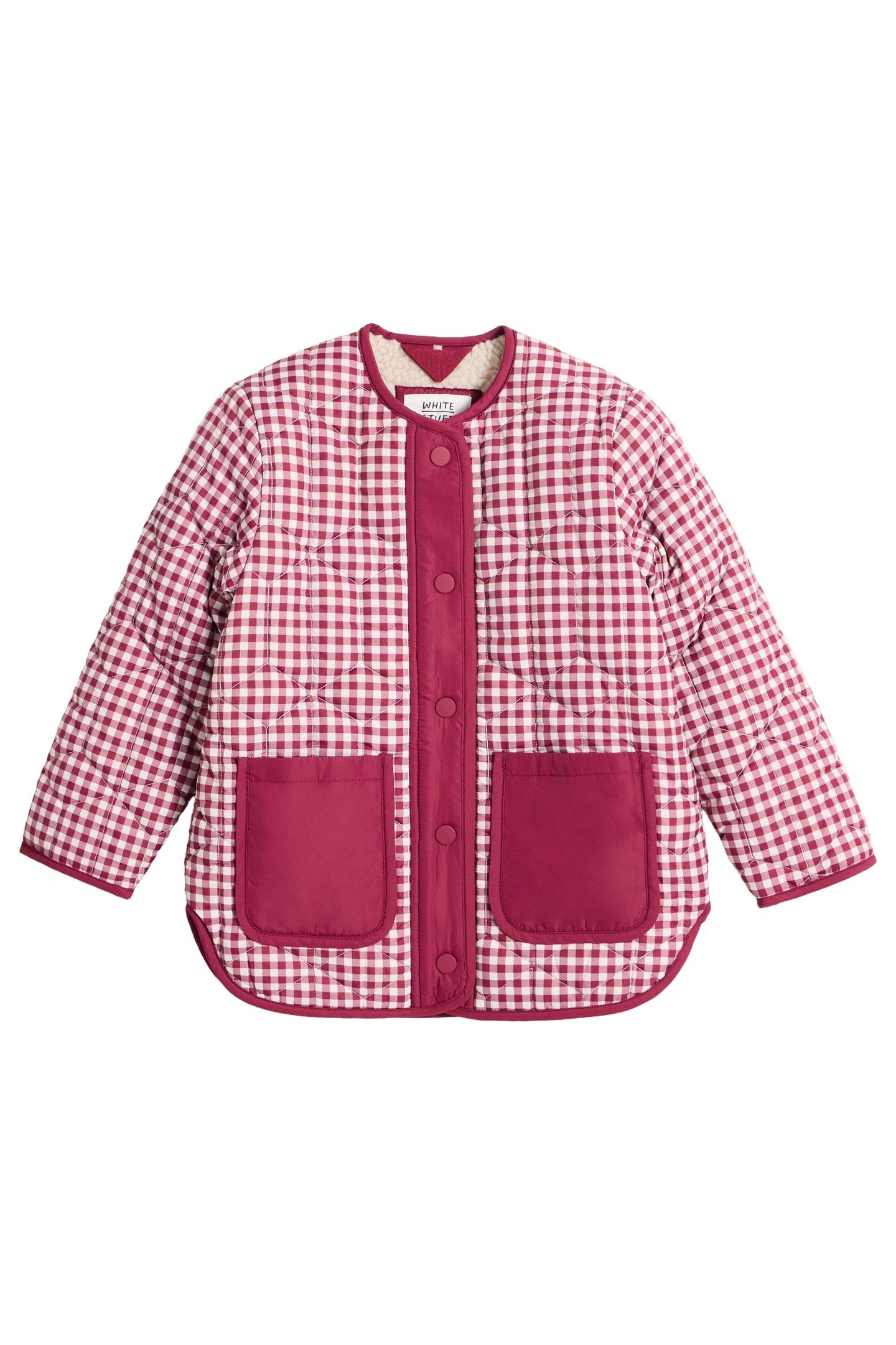 GINGHAM BORG LINED COAT DEEP RED 3