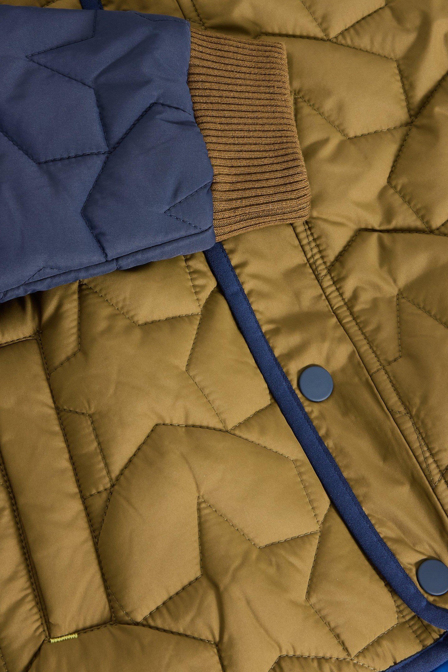 STAR QUILTED COLOURBLOCK COAT KHAKI GREEN 3