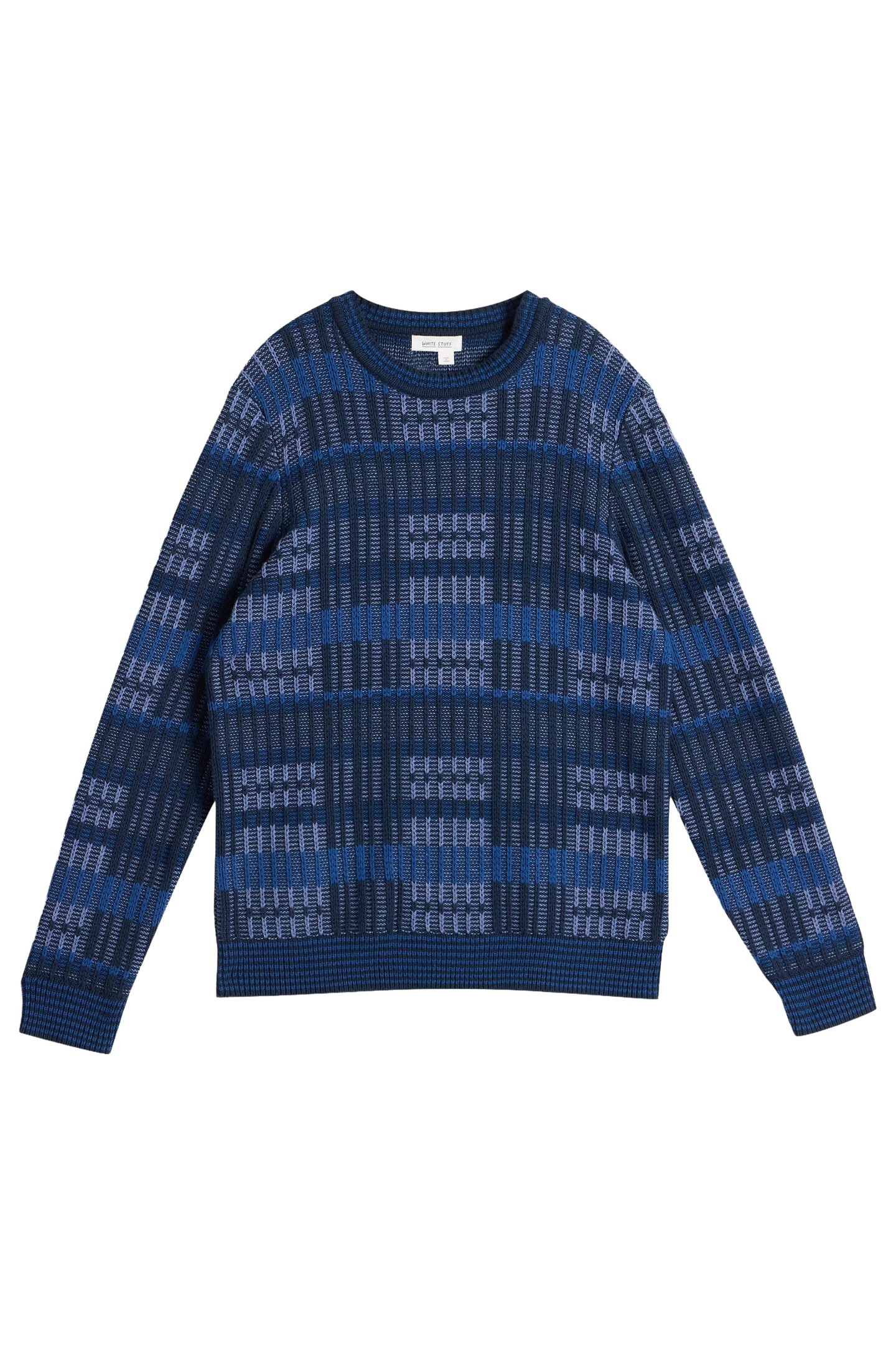 PATCHWORK TEXTURED CREW BLUE MULTI 2