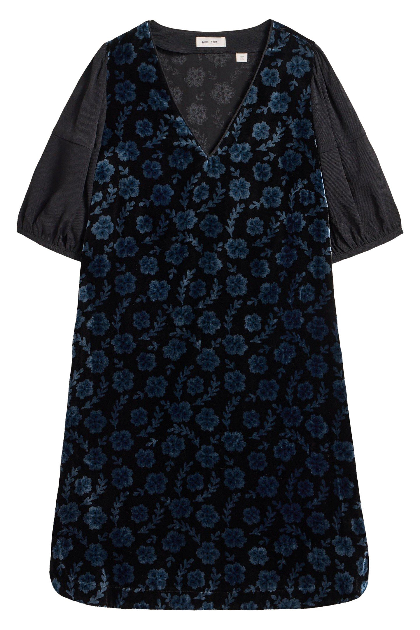 CLEO VELVET MIX DRESS BLACK PRINT 1