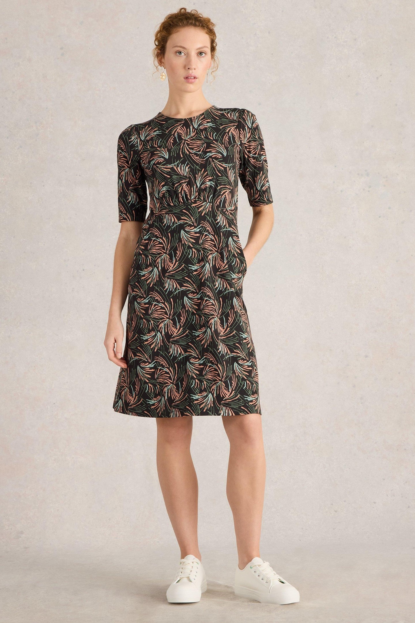 OLIVIA JERSEY DRESS BLACK PRINT 1
