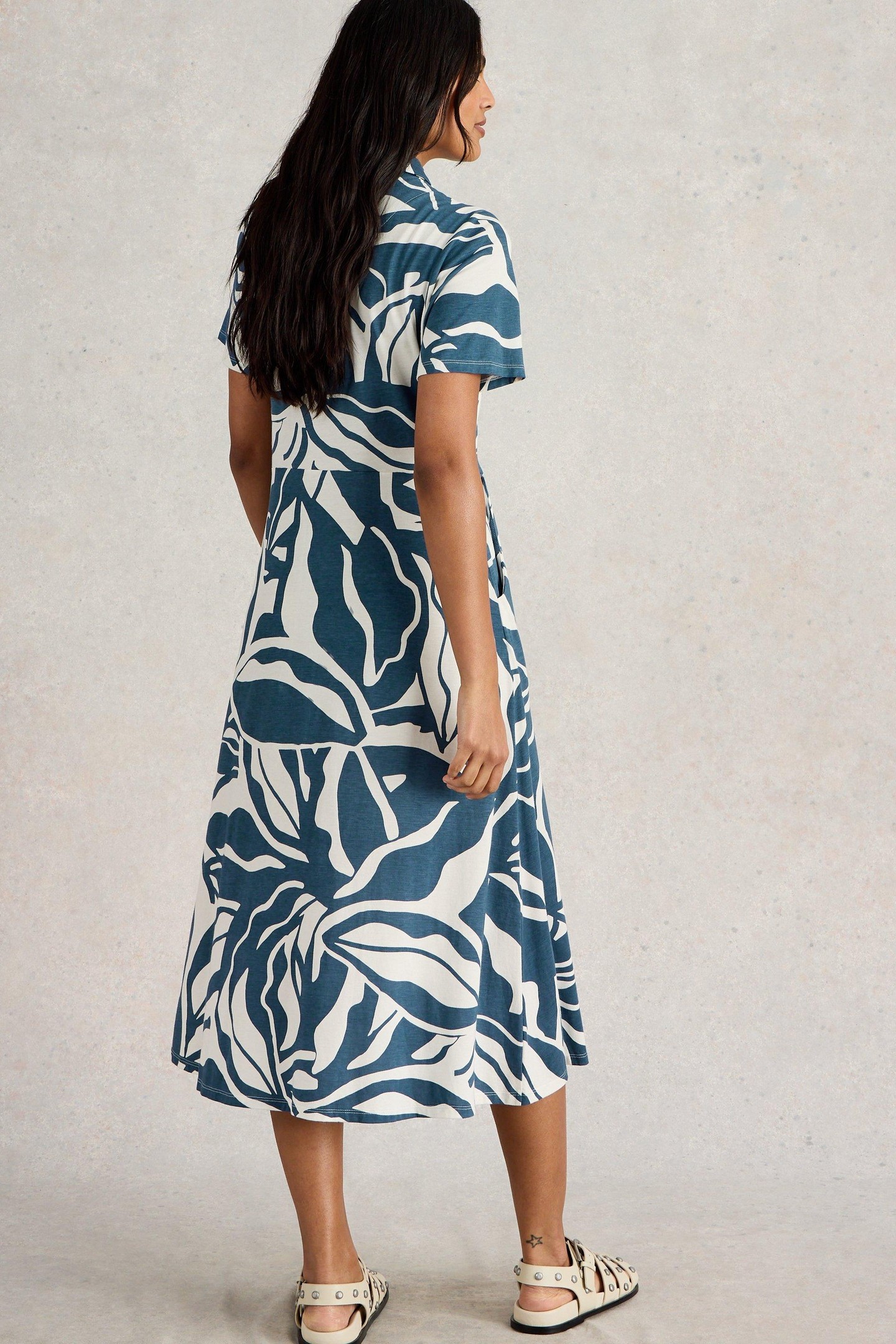 RUA JERSEY SHIRT DRESS NAVY PRINT 2