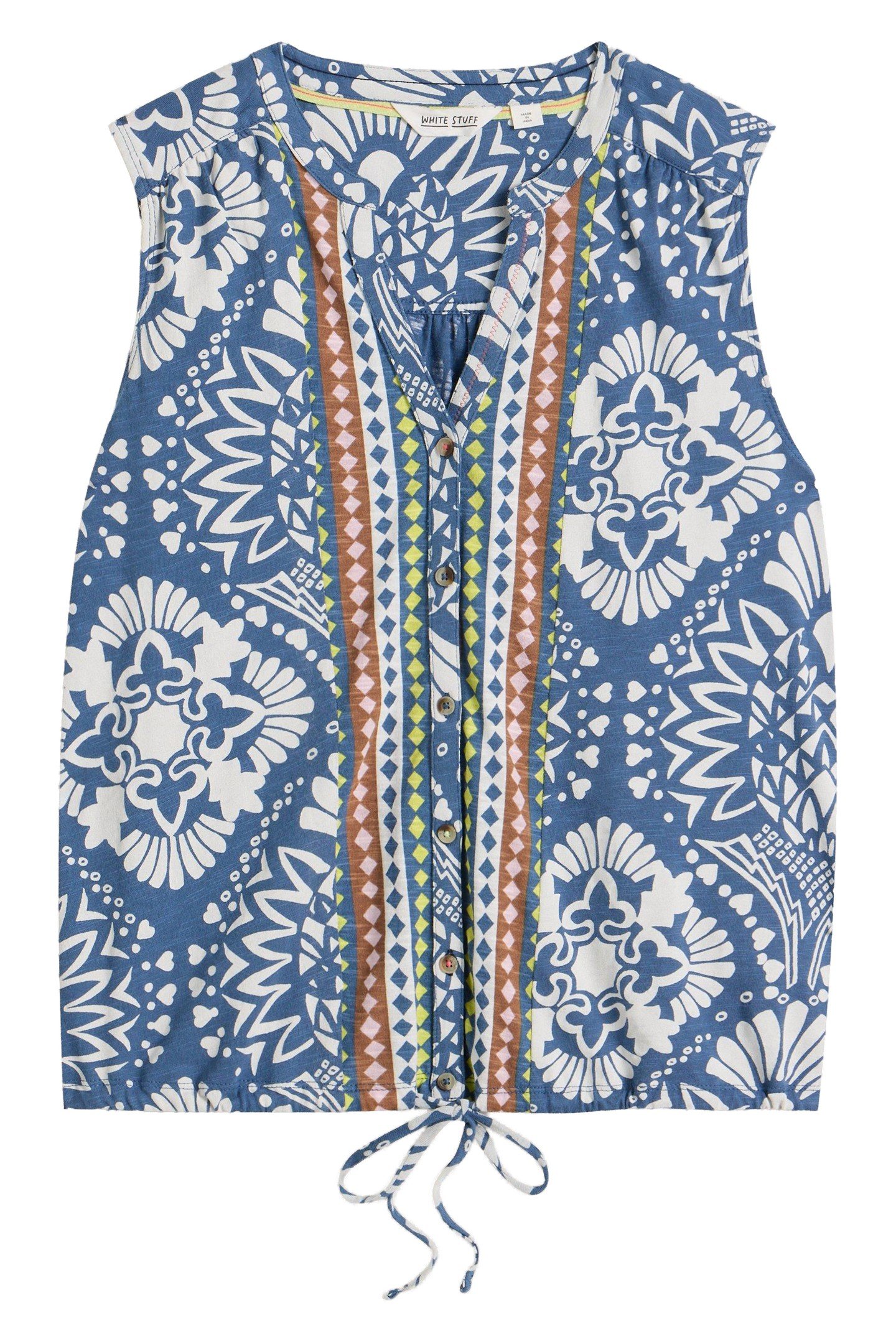 TULIP SLEEVELESS SHIRT BLUE PRINT 3