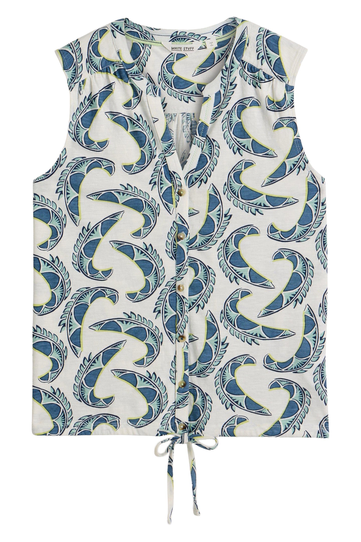 TULIP SLEEVELESS SHIRT IVORY PRINT 3