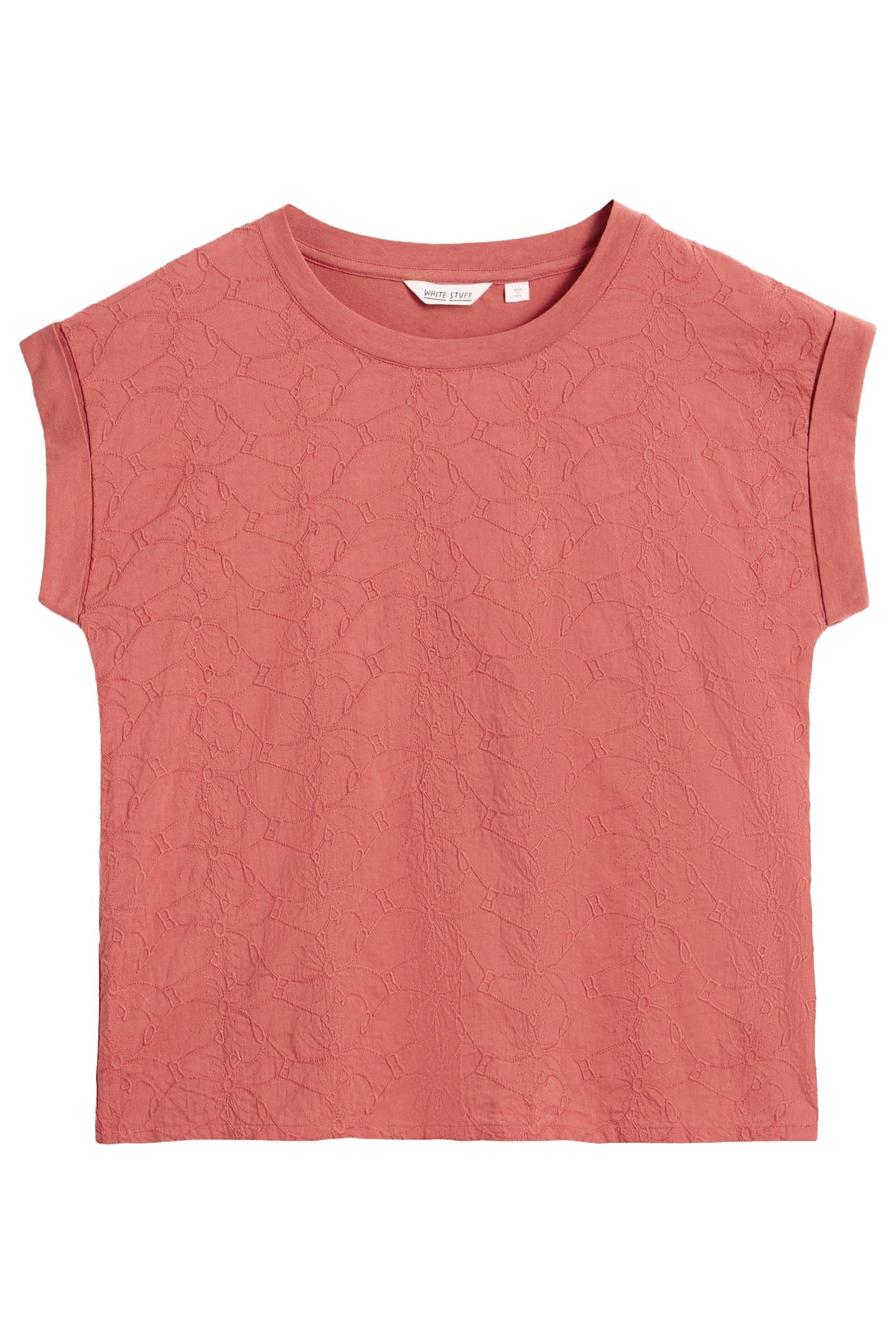 BETTY BRODERIE TEE MID PINK 1