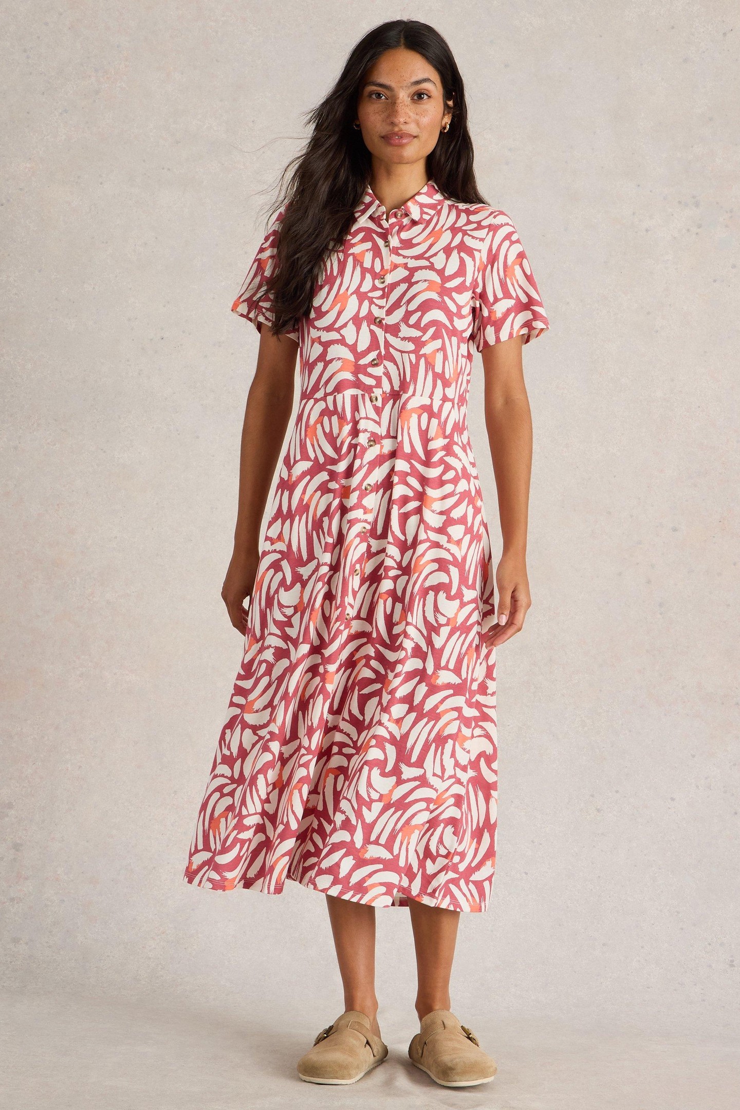 RUA JERSEY SHIRT DRESS PINK MULTI 1