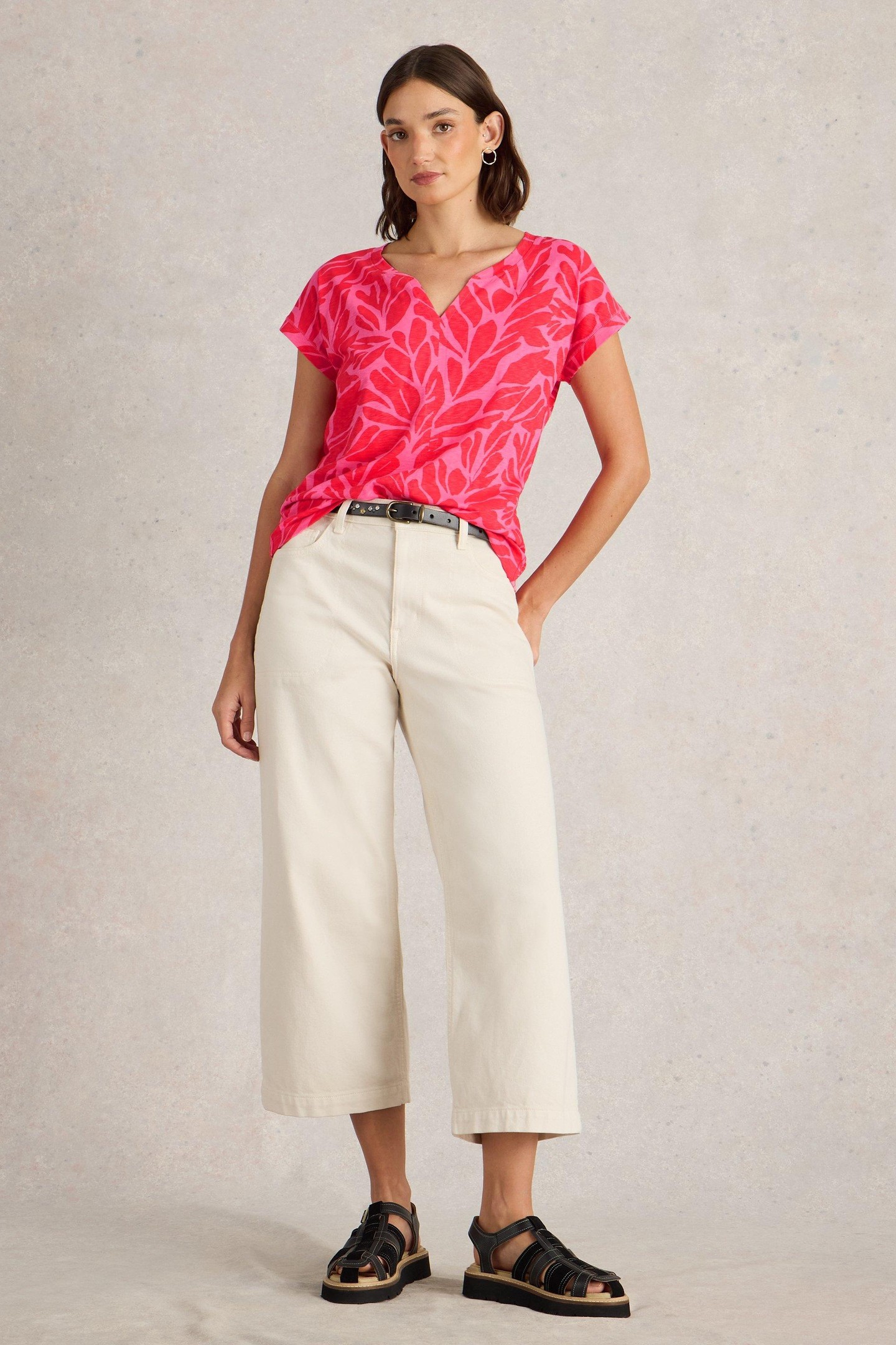 NELLY NOTCH NECK TEE MID PINK 1