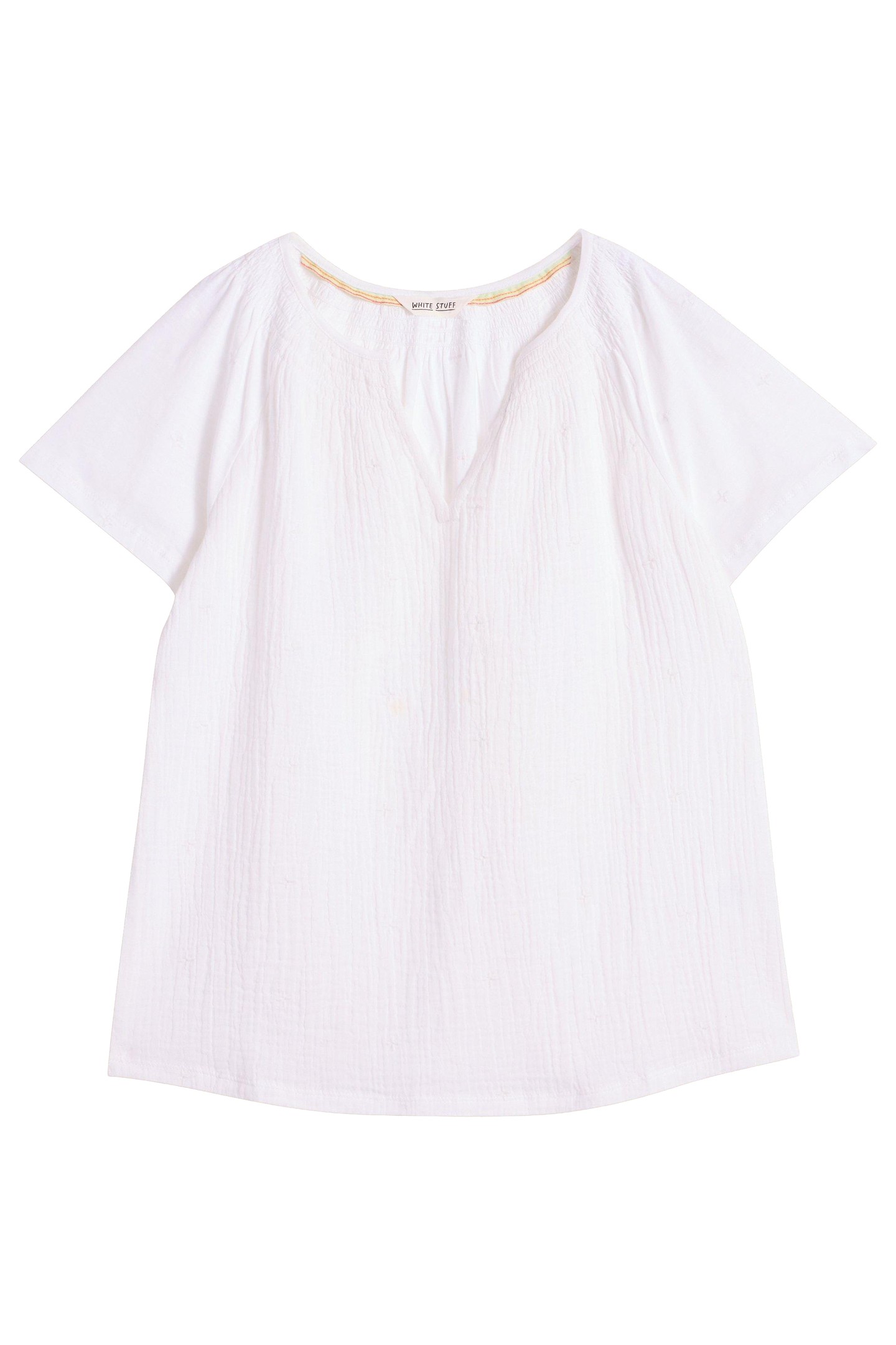 LUELLA NOTCH NECK EMB TOP BRILLIANT WHITE 3