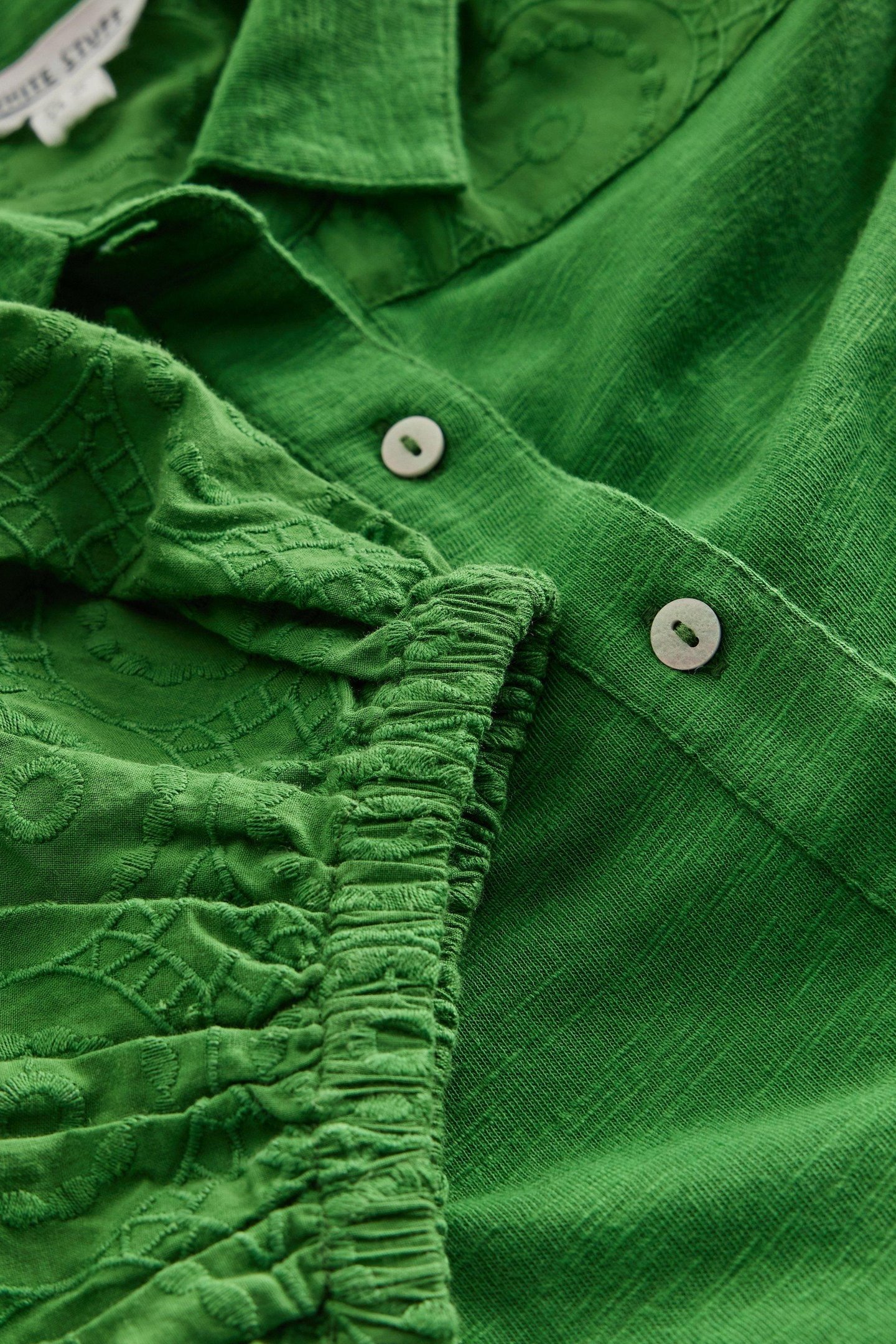 RUA BRODERIE SHIRT DRESS MID GREEN 4