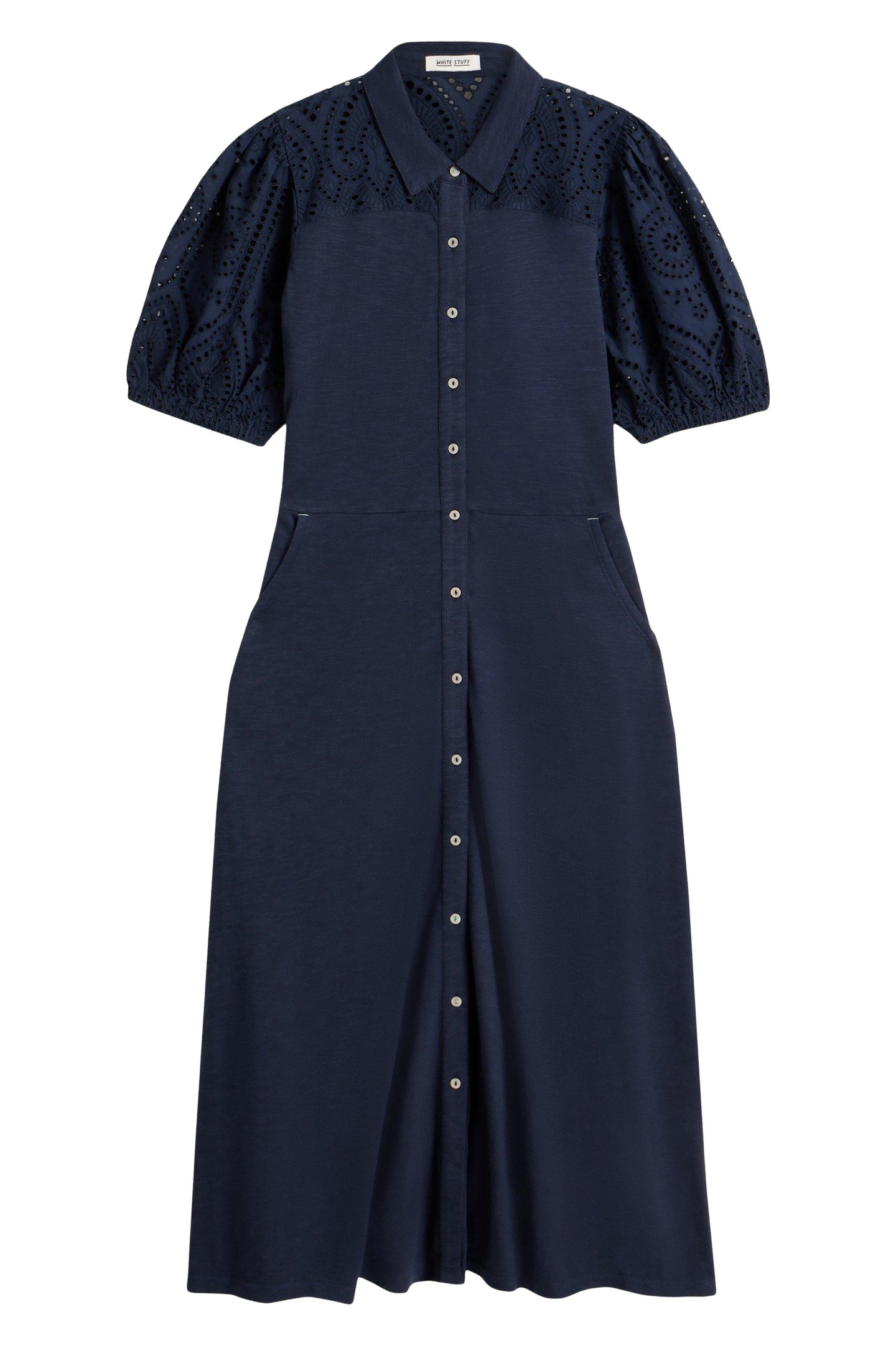 RUA BRODERIE SHIRT DRESS DARK NAVY 3