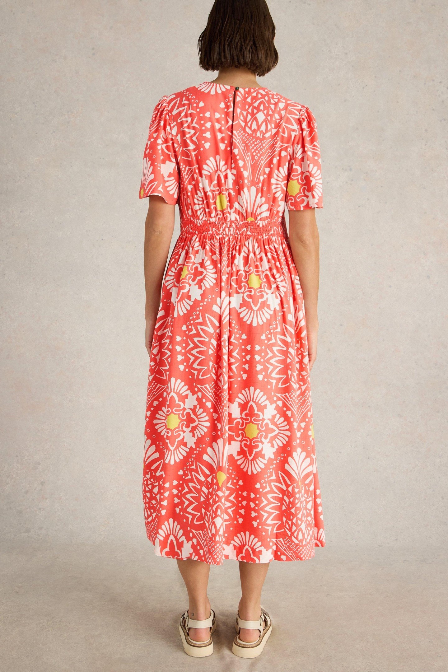 LUCY MIDI DRESS CORAL PRINT 2