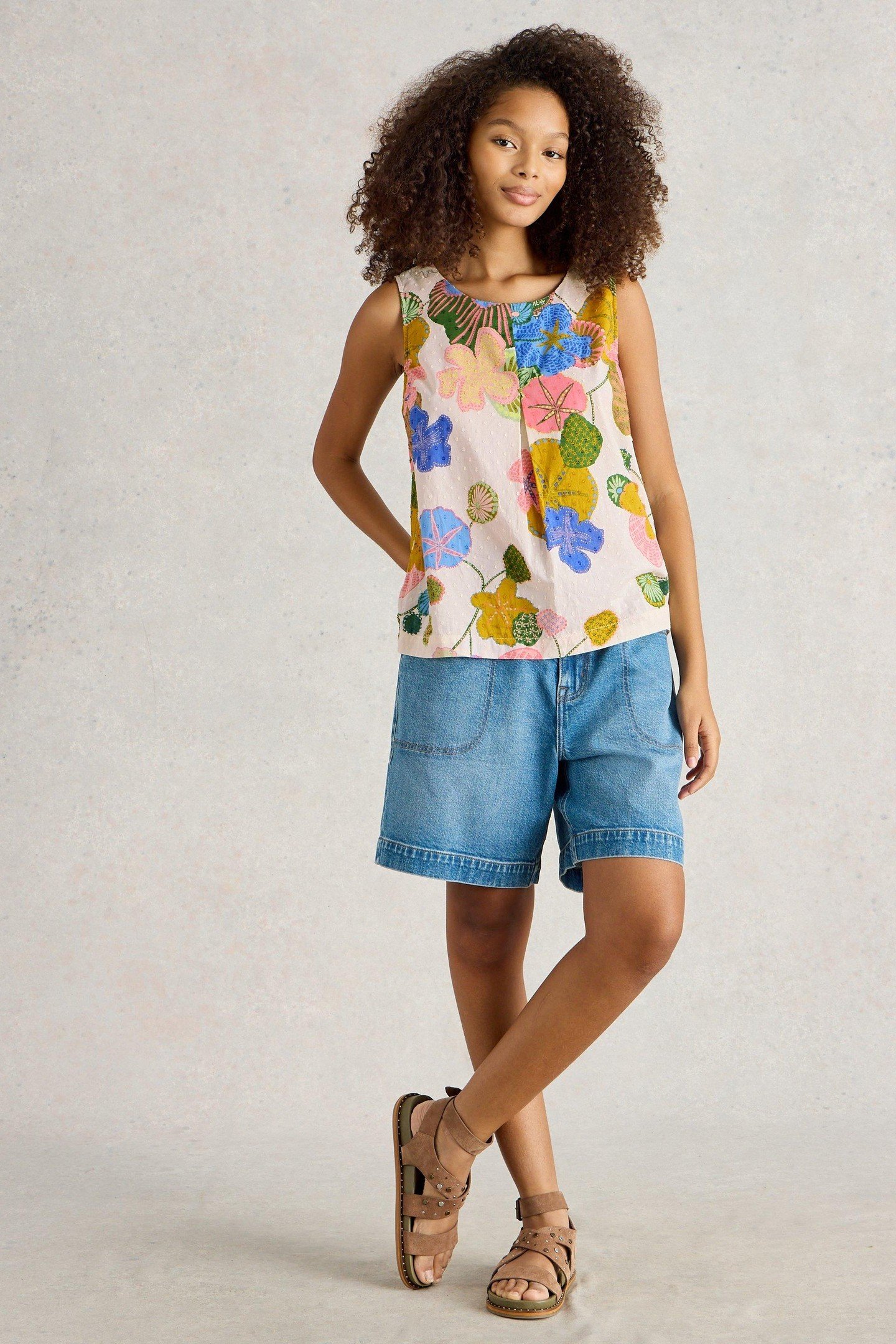 PARADISE COTTON VEST IVORY MULTI 1