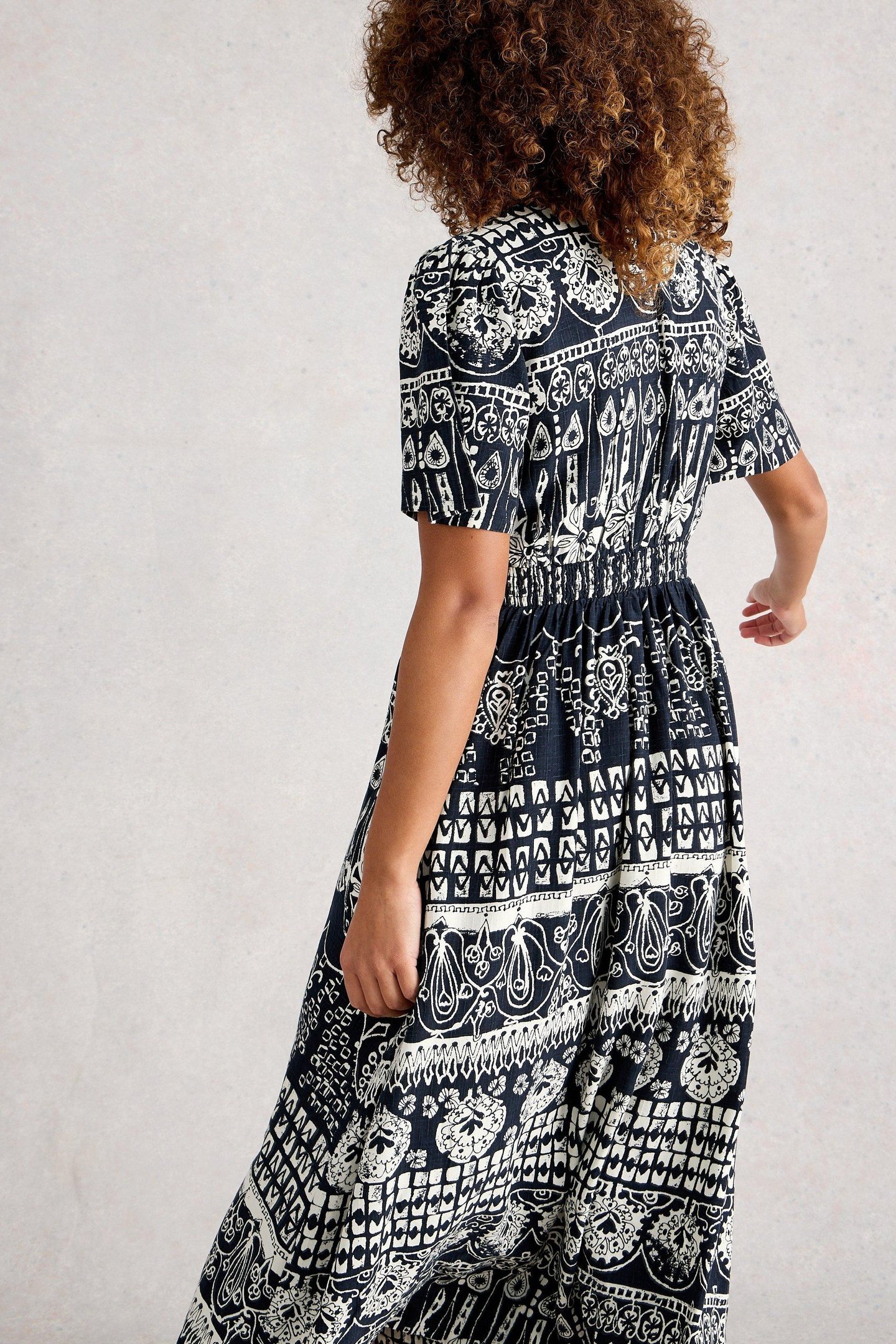 LUCY MIDI DRESS NAVY PRINT 2
