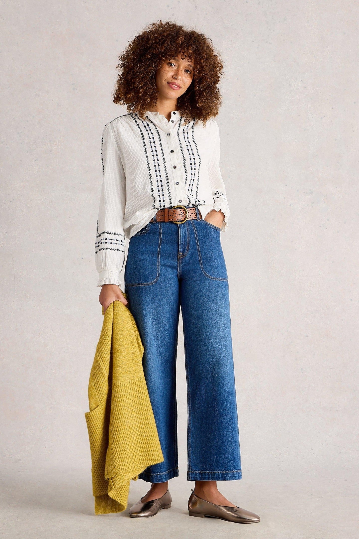 NAOMI EMBROIDERED SHIRT IVORY MULTI 1