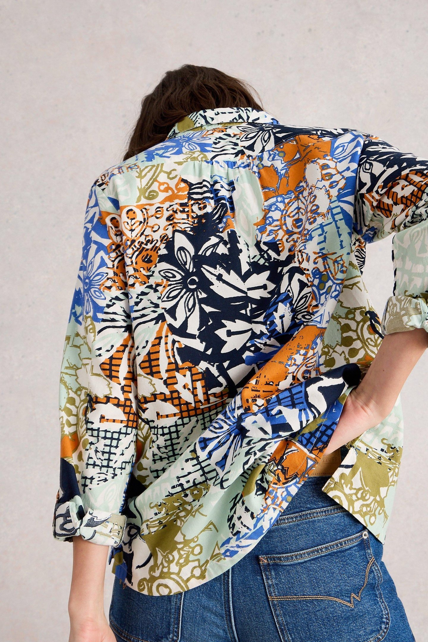 SOPHIE ORGANIC COTTON SHIRT ORANGE MULTI 2