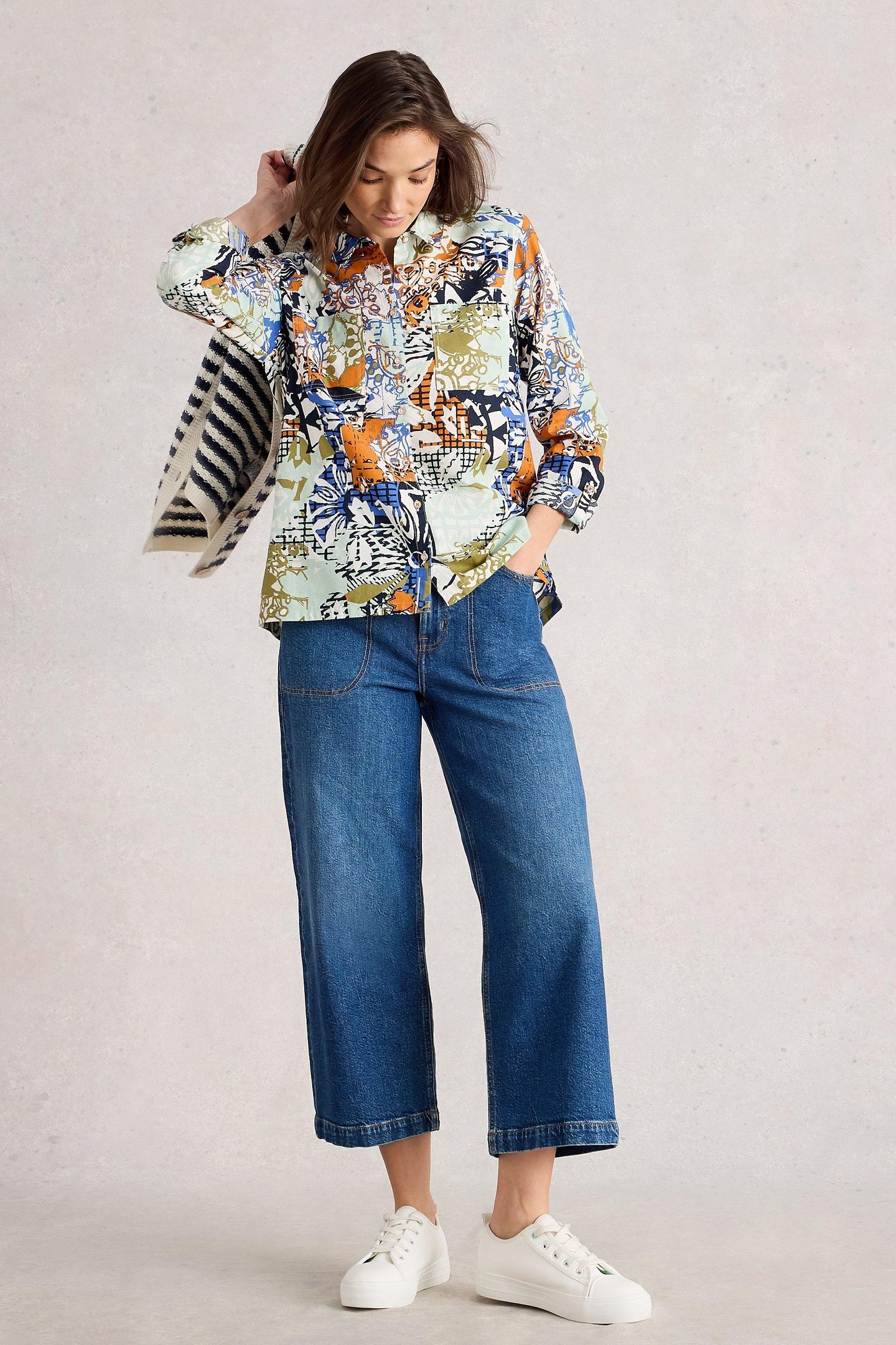 SOPHIE ORGANIC COTTON SHIRT ORANGE MULTI 1