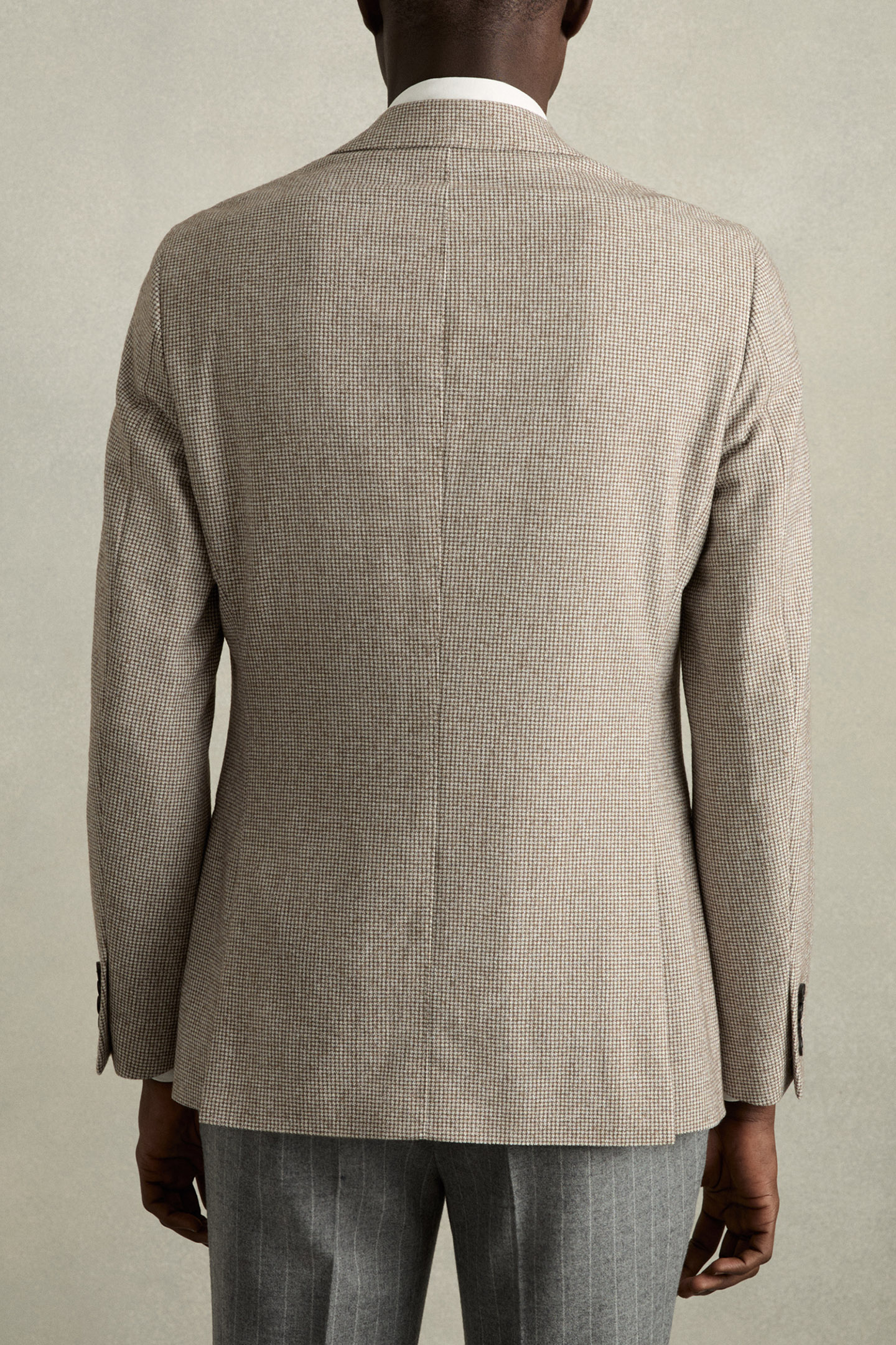 SB 2B NOTCH PUPPYTOOTH BLAZER TAUPE/OFF WHITE 2