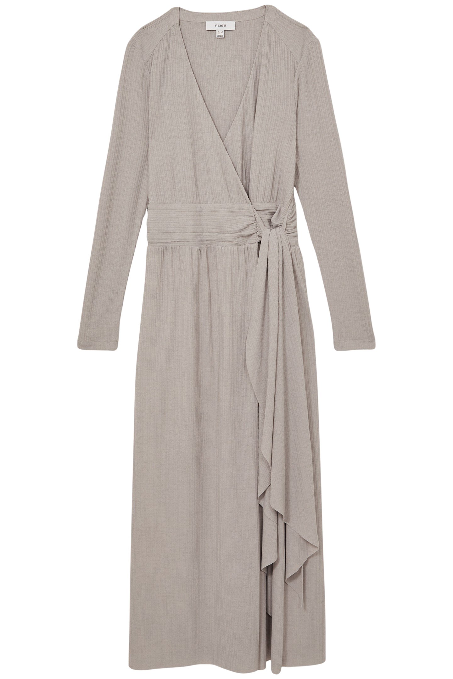 WRAP TIE MIDI JERSEY DRESS GREY 3