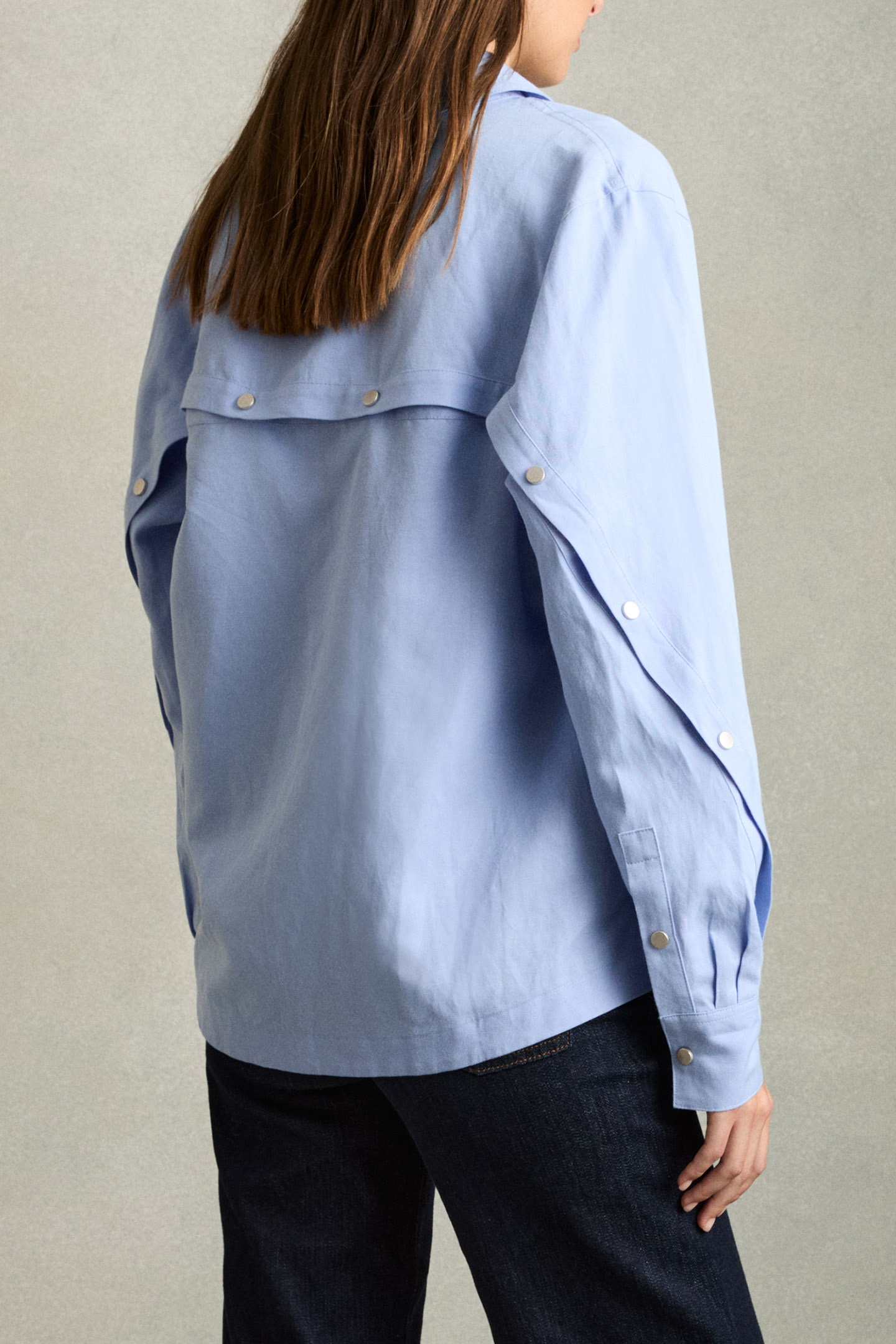 POPPER BACK SHIRT BLUE 2