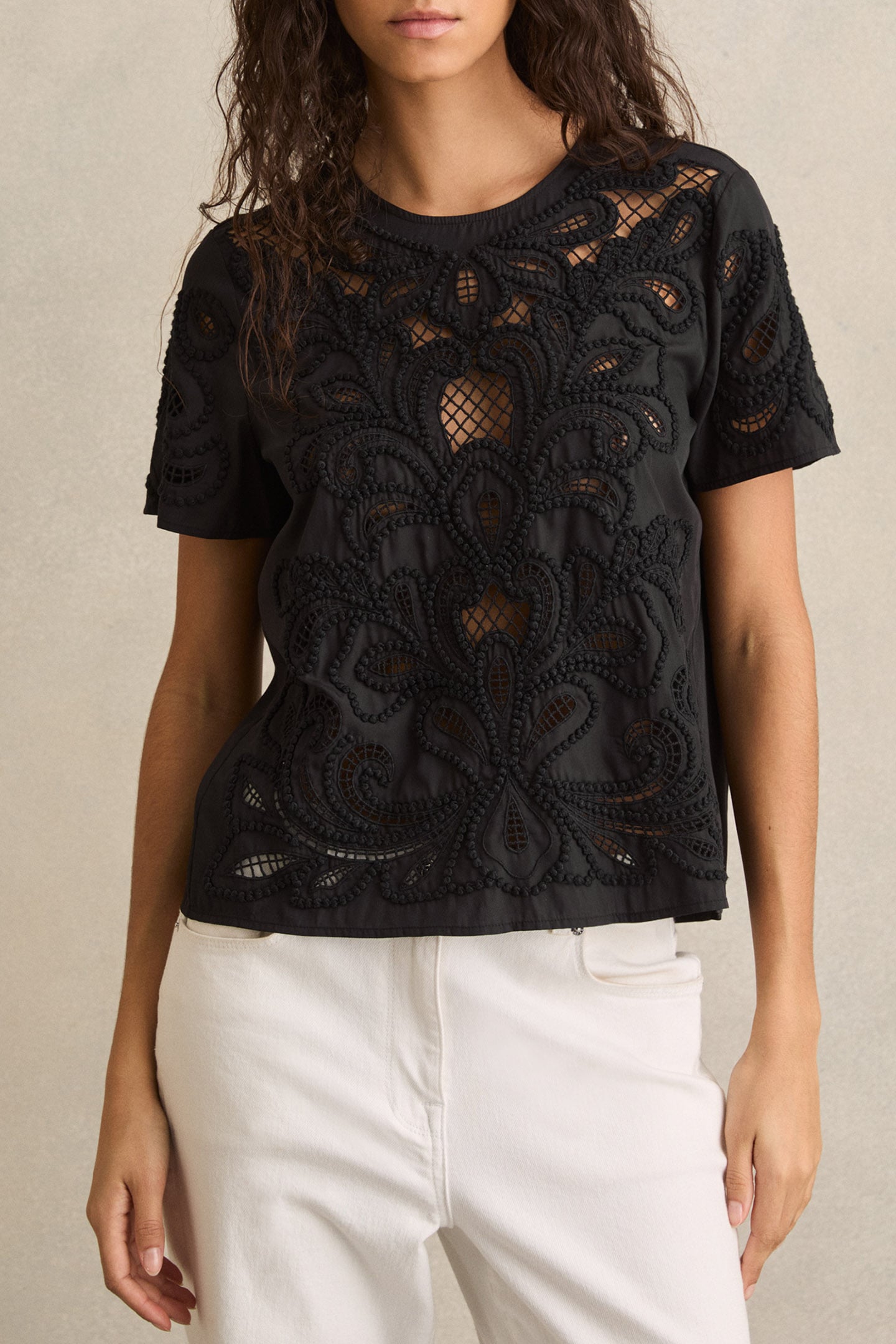 FLORAL CUT OUT TOP BLACK 1