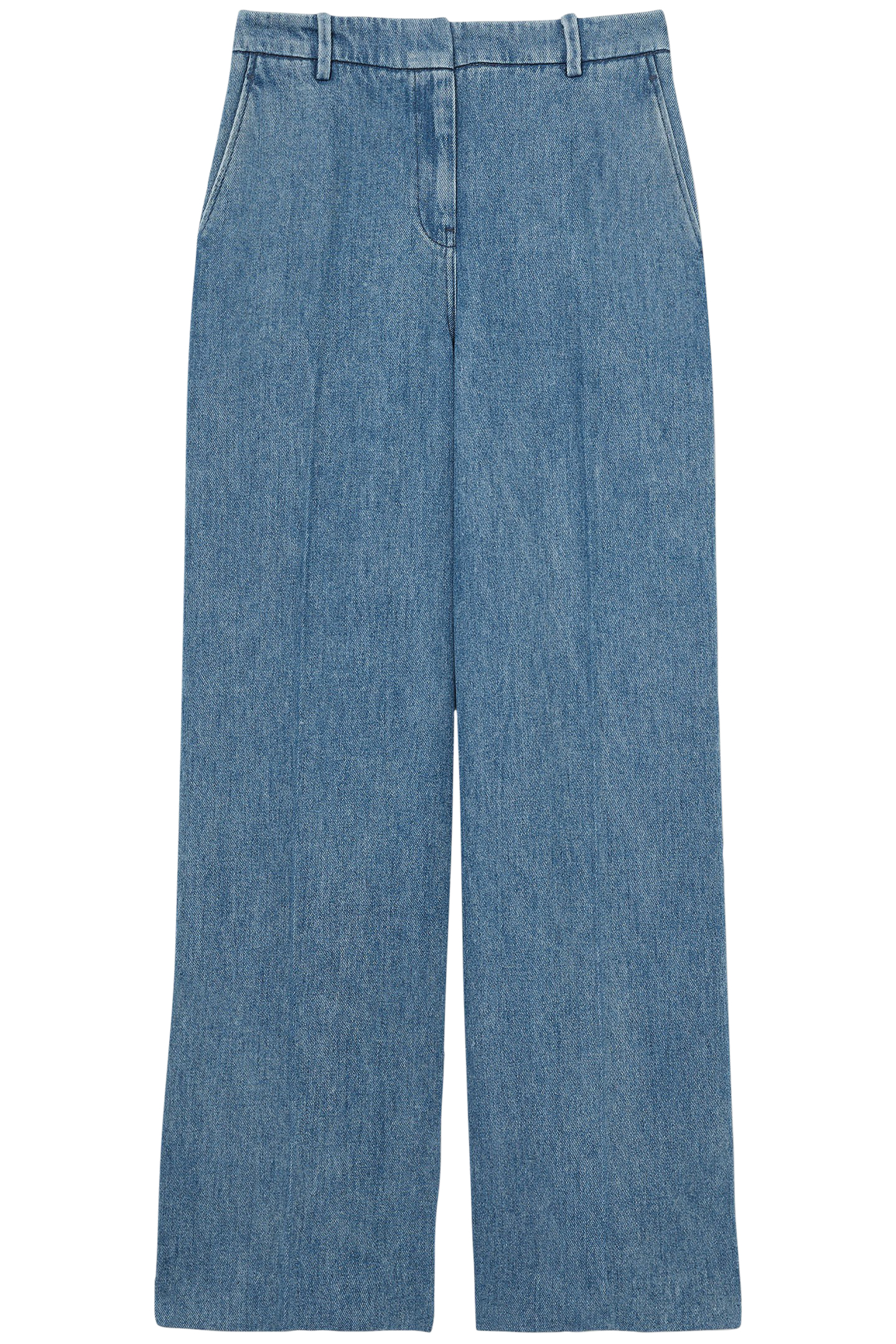 DENIM LOOK WIDE LEG TROUSER MID BLUE 4
