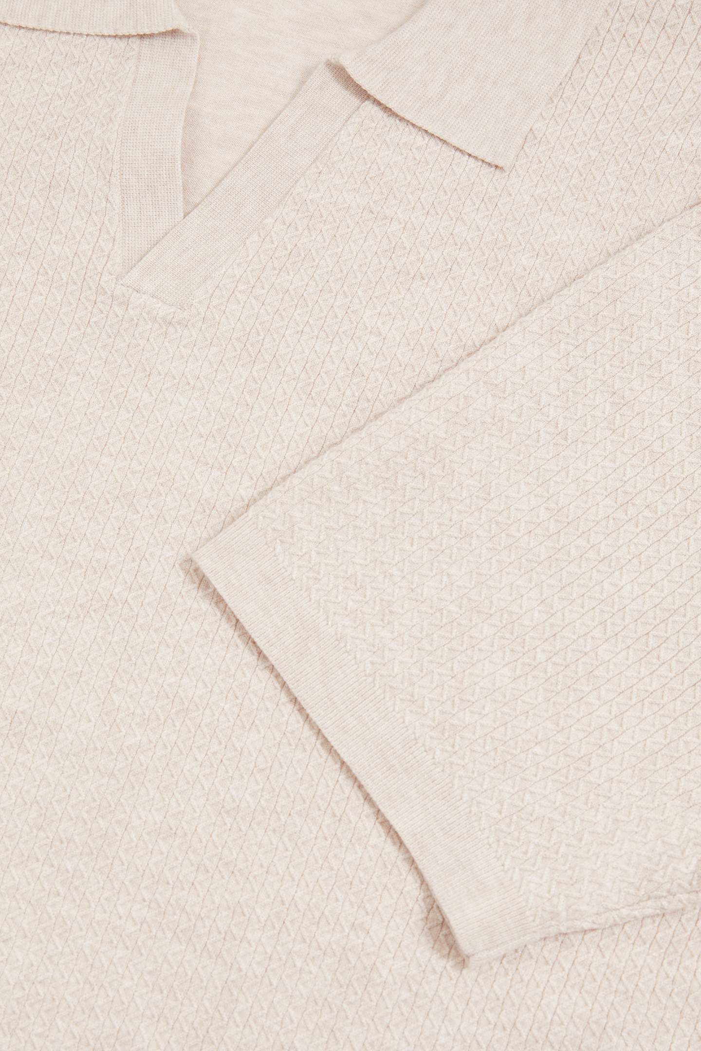 SS OPEN COLLAR SOFT TEXTURED POLO OATMEAL MELANGE 6