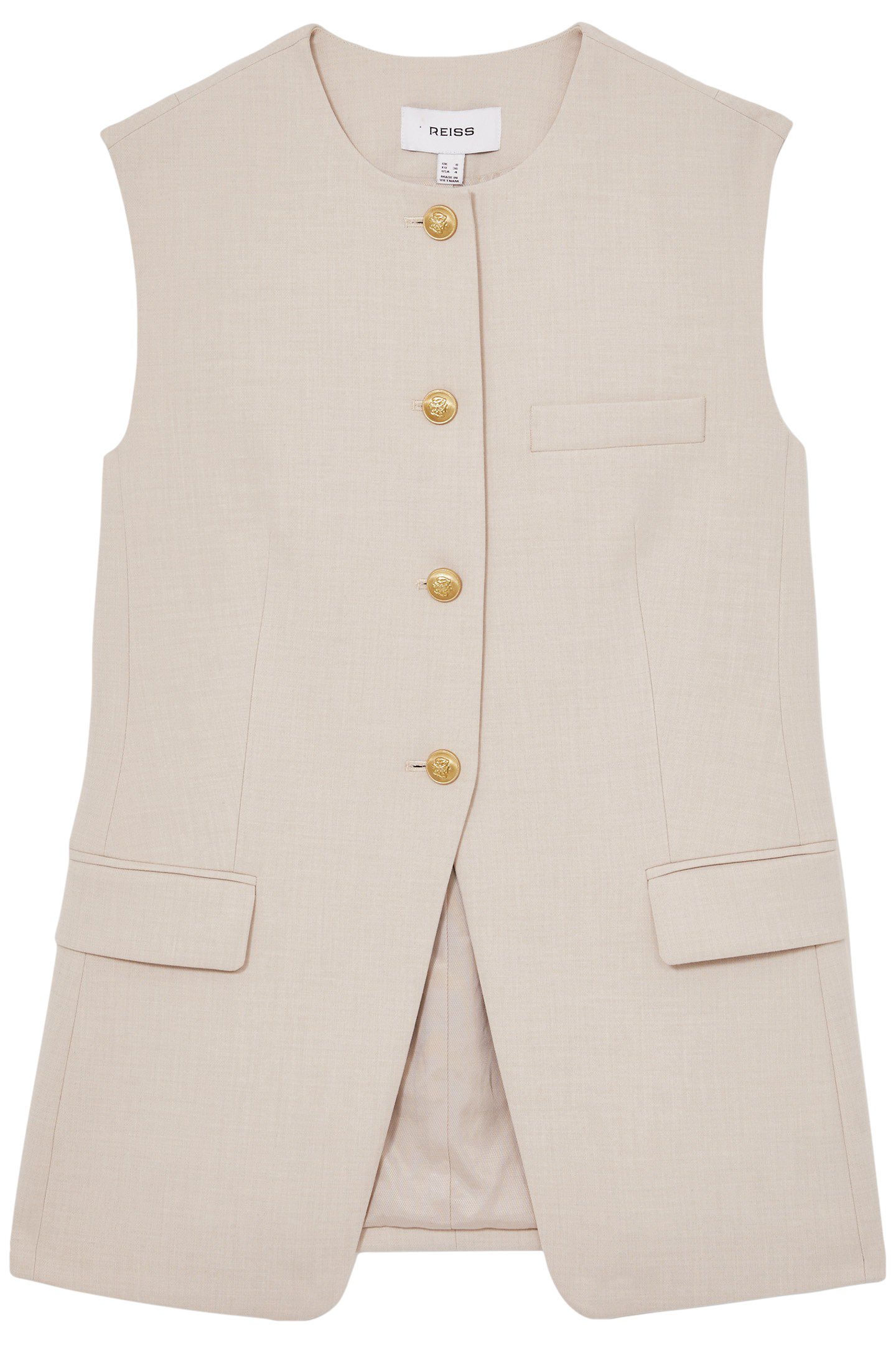 HIGH NECK LONG LINE WAISTCOAT NEUTRAL 4