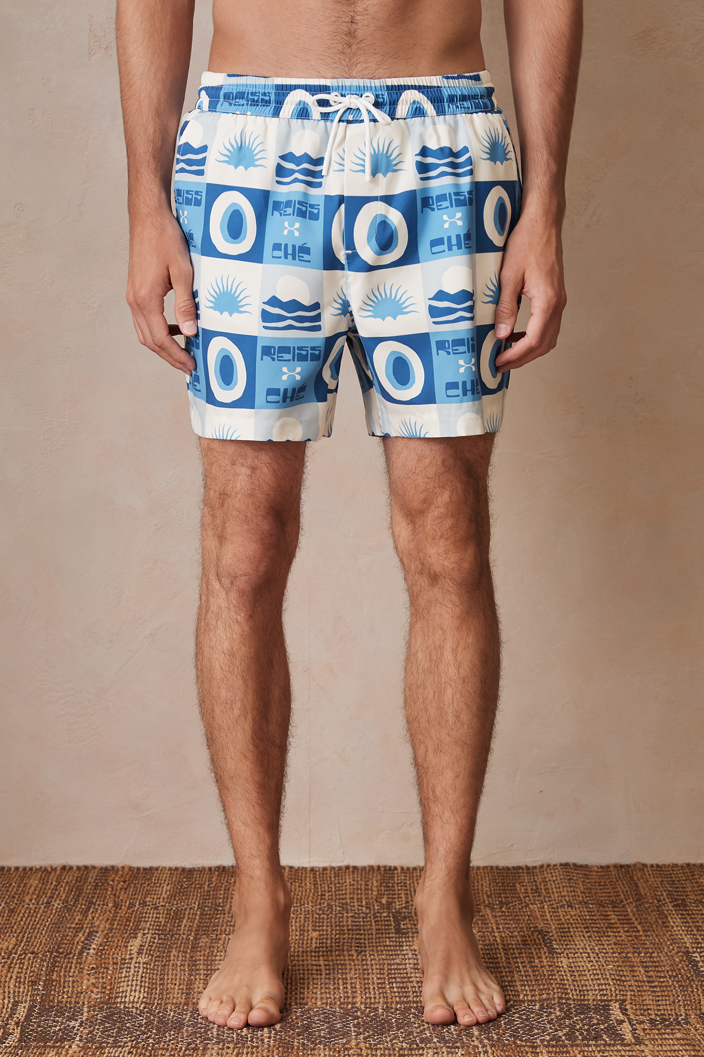 DRAWSTRING TILE SUNSET PRINT SWIMSHORT BLUE MULTI 1