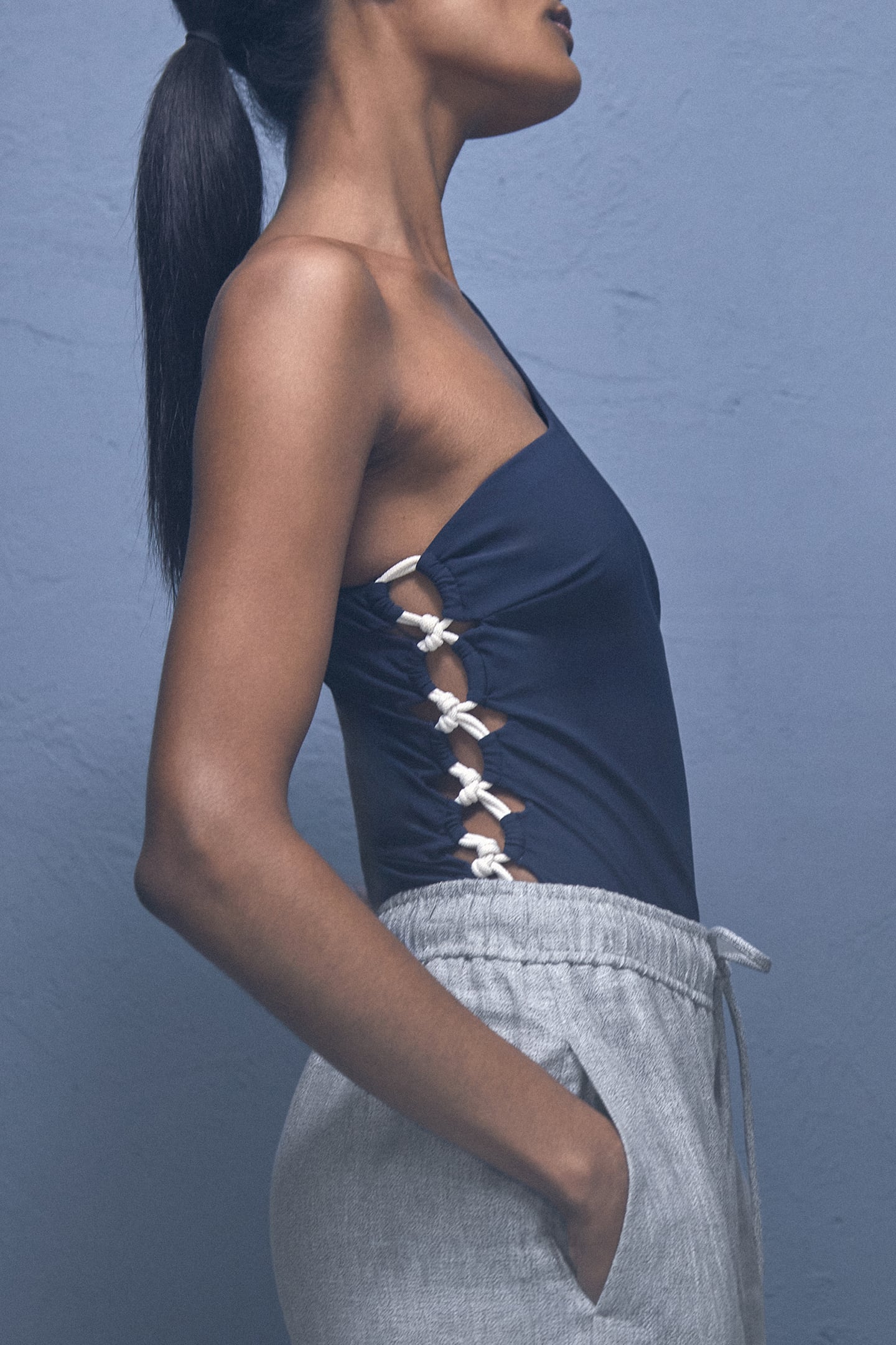 LINEN WIDE LEG TROUSER BLUE 5