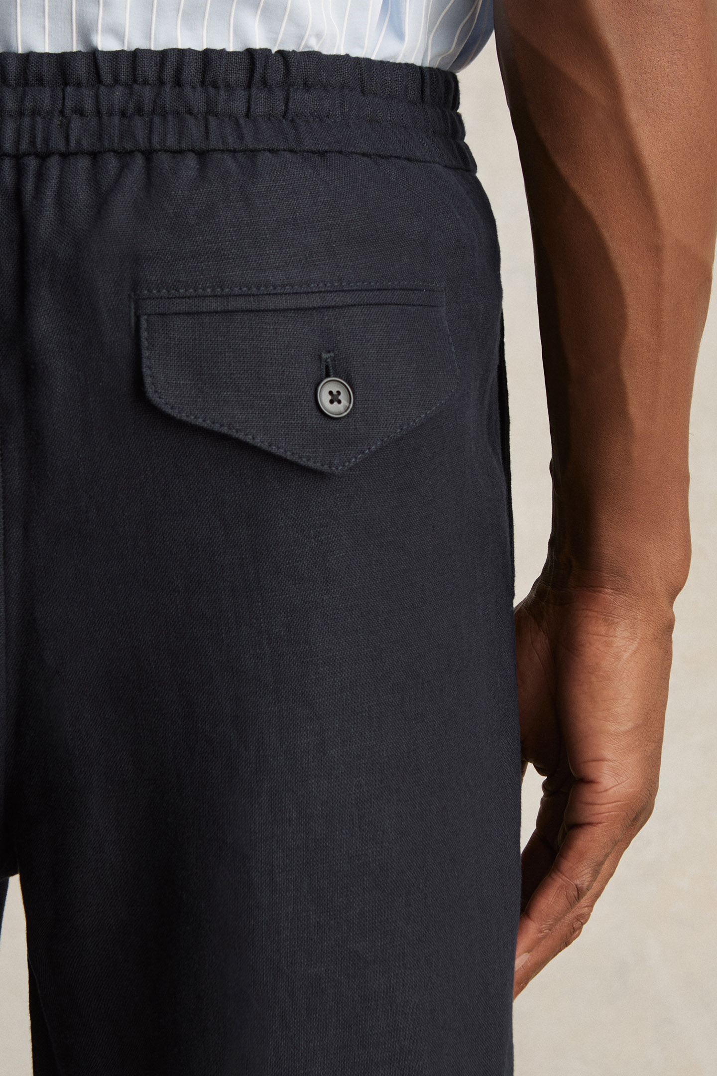 RELAXED LINEN DRAWSTRING TROUSER NAVY 5