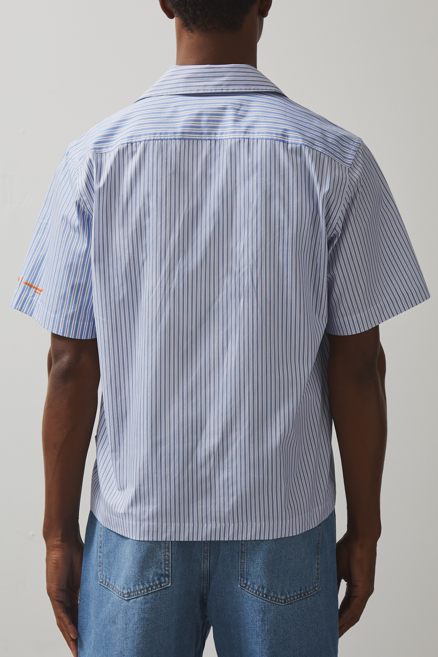 SS STRIPE POPLIN CUBAN SHIRT SOFT BLUE/WHITE 2