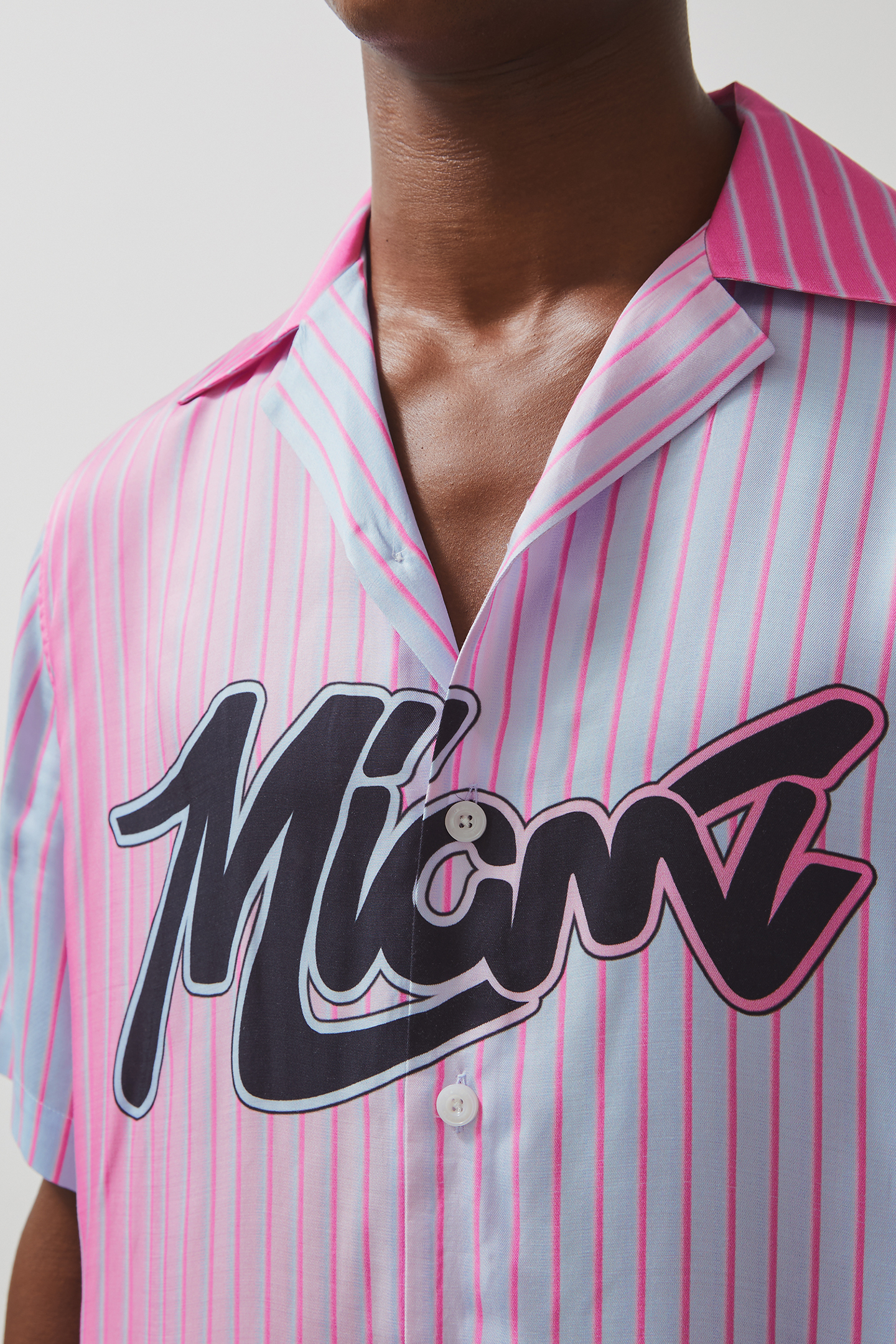 SS MIAMI PALM TREE PRINTED CUBAN SHIRT PINK 5