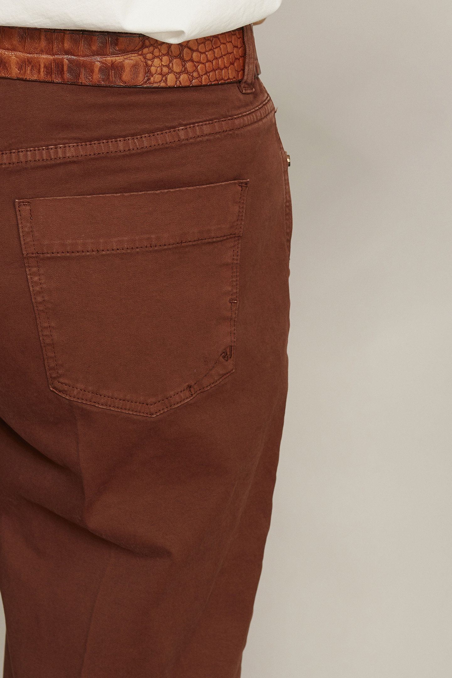 WIDE COTTON CROPPED PANTS IN BROWN 6