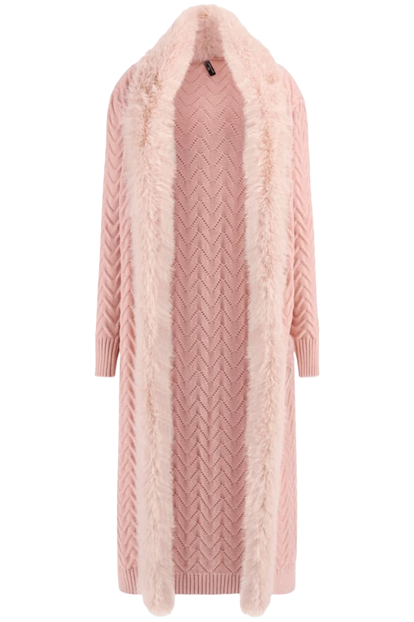 PAULA FAUX FUR LONG CARDI SMOOTH PINK 5