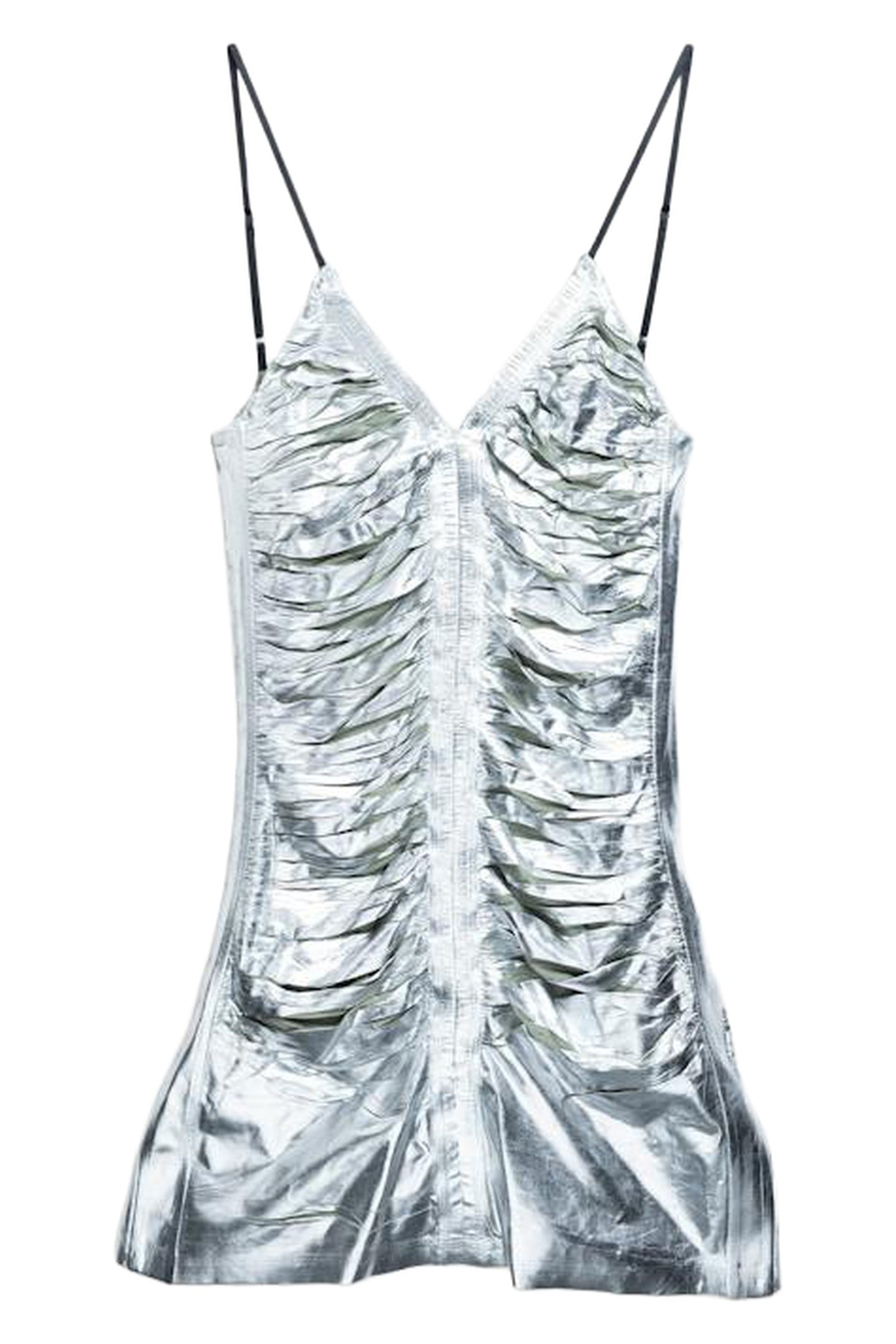 DIESEL – D-IAMANTE GATHERED MINI DRESS SILVER 1
