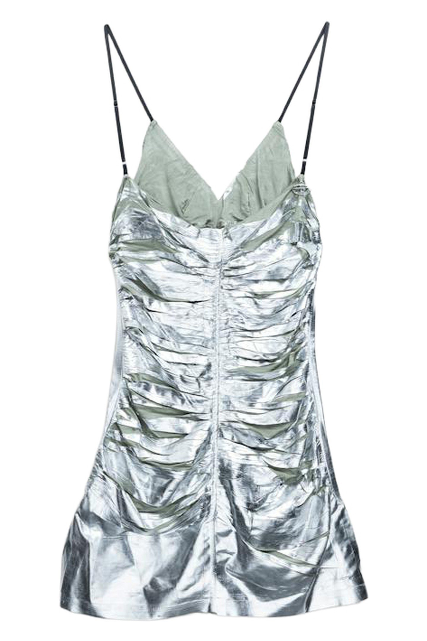 DIESEL – D-IAMANTE GATHERED MINI DRESS SILVER 2