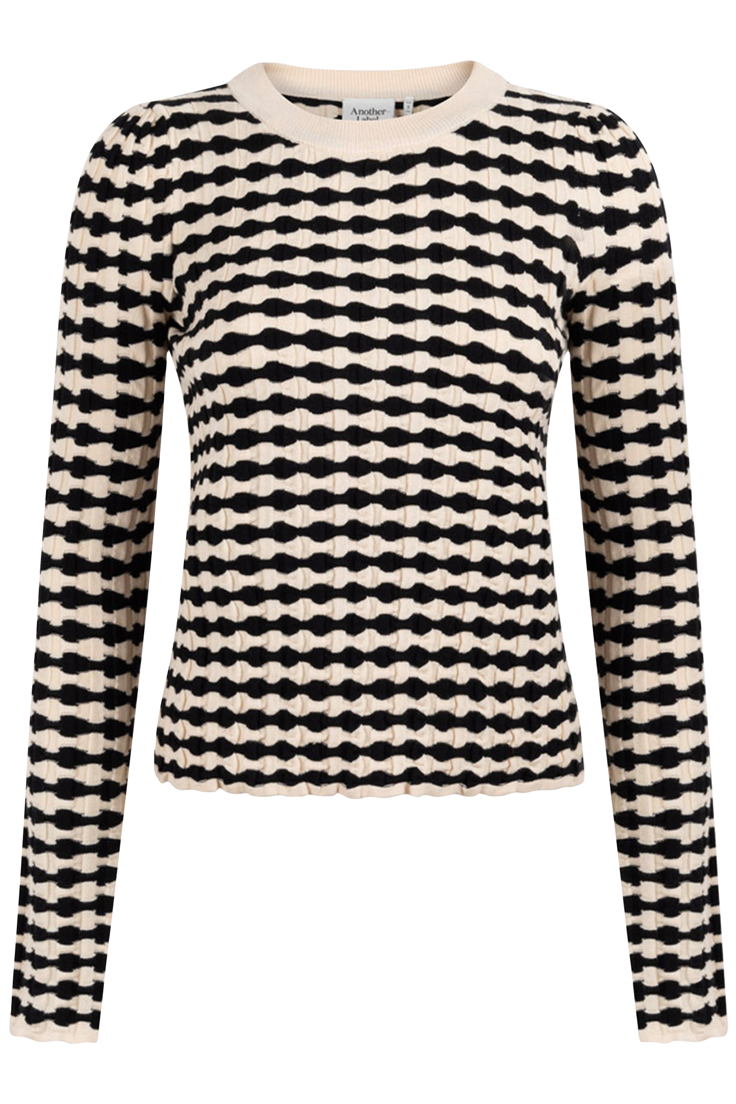 ASTER KNITTED PULL LONG SLEEVE BLACK PARCHMENT STRIPE 1