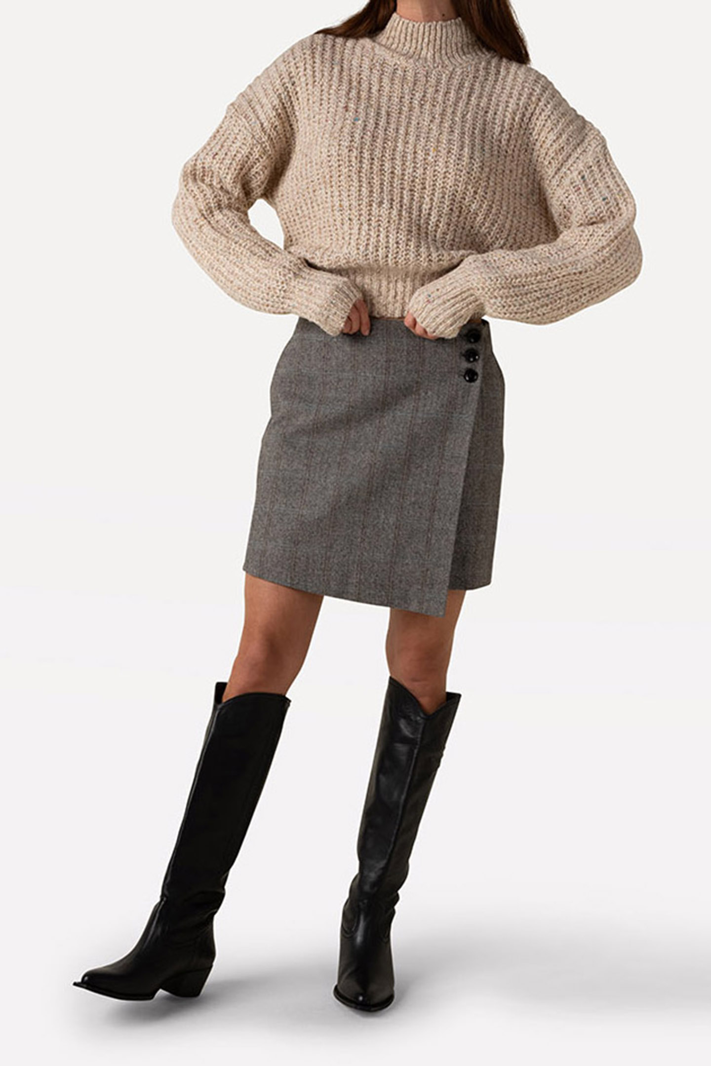 DYLAN KNITTED PULL LONG SLEEVE EGG WHITE MELEE 1