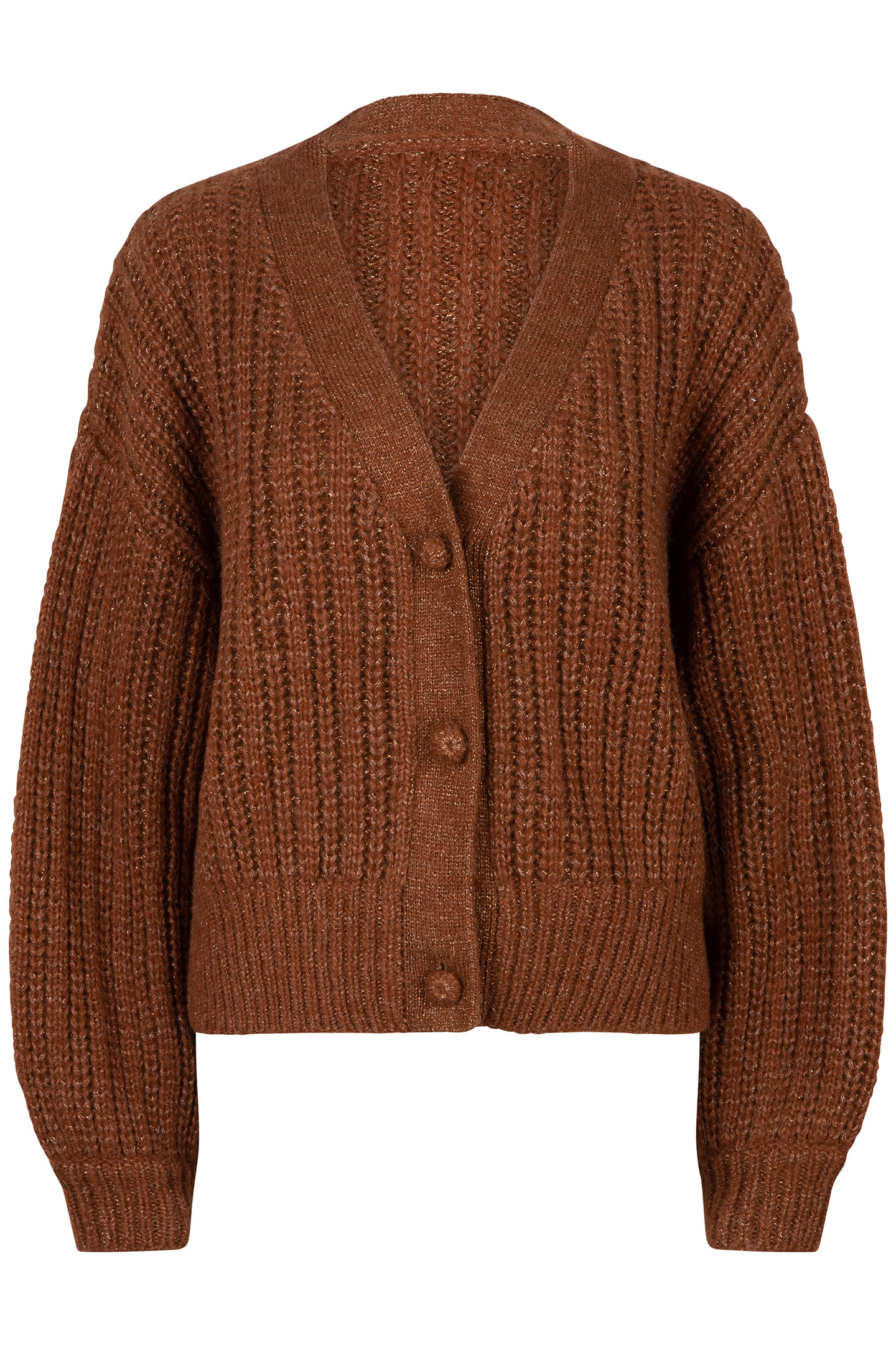 CARDIGAN CHUNKY KNIT LUREX BROWN 3