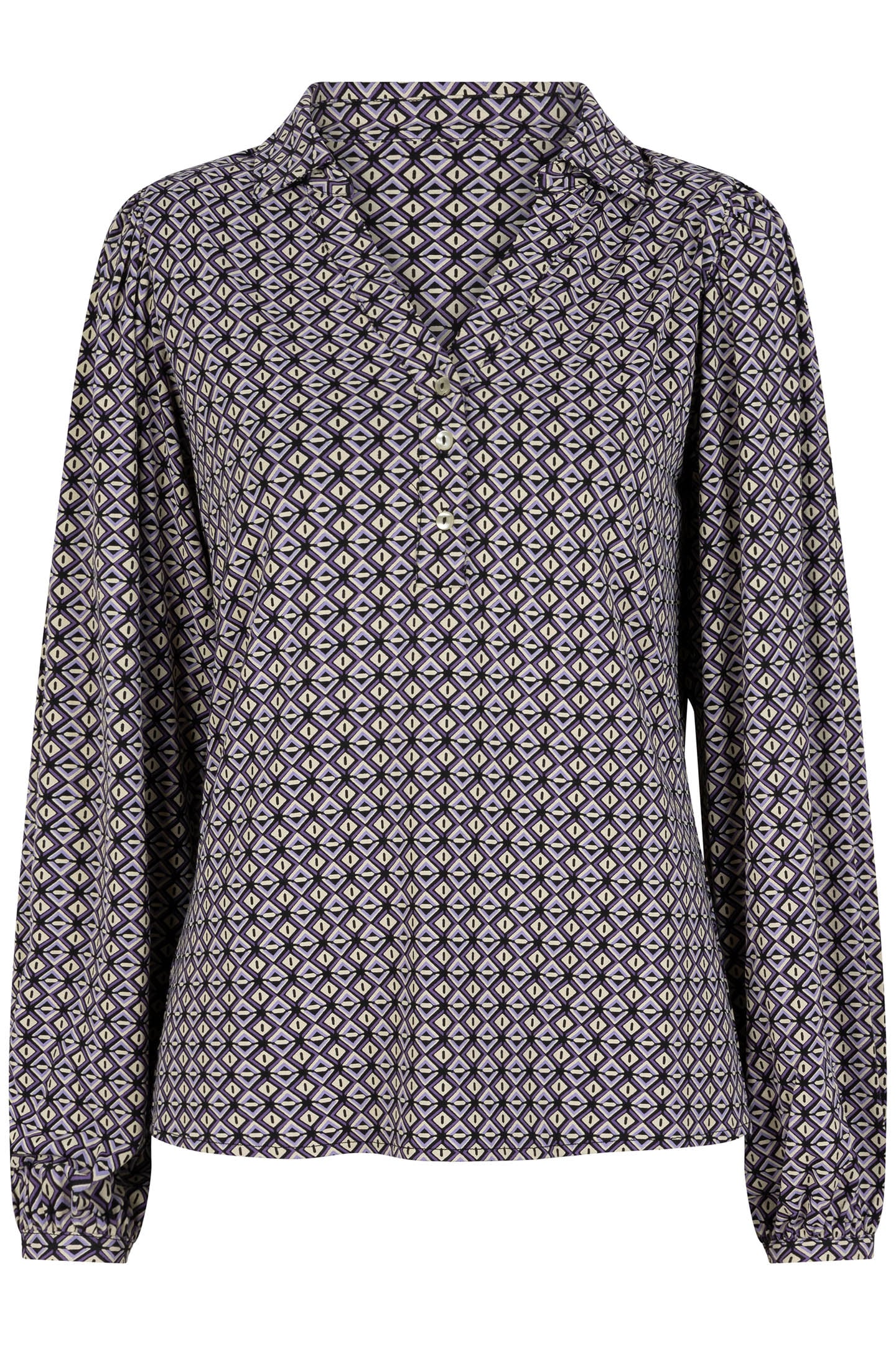 BLOUSE V-NECK COLLAR GRAPHIC EARTH PRINT 6