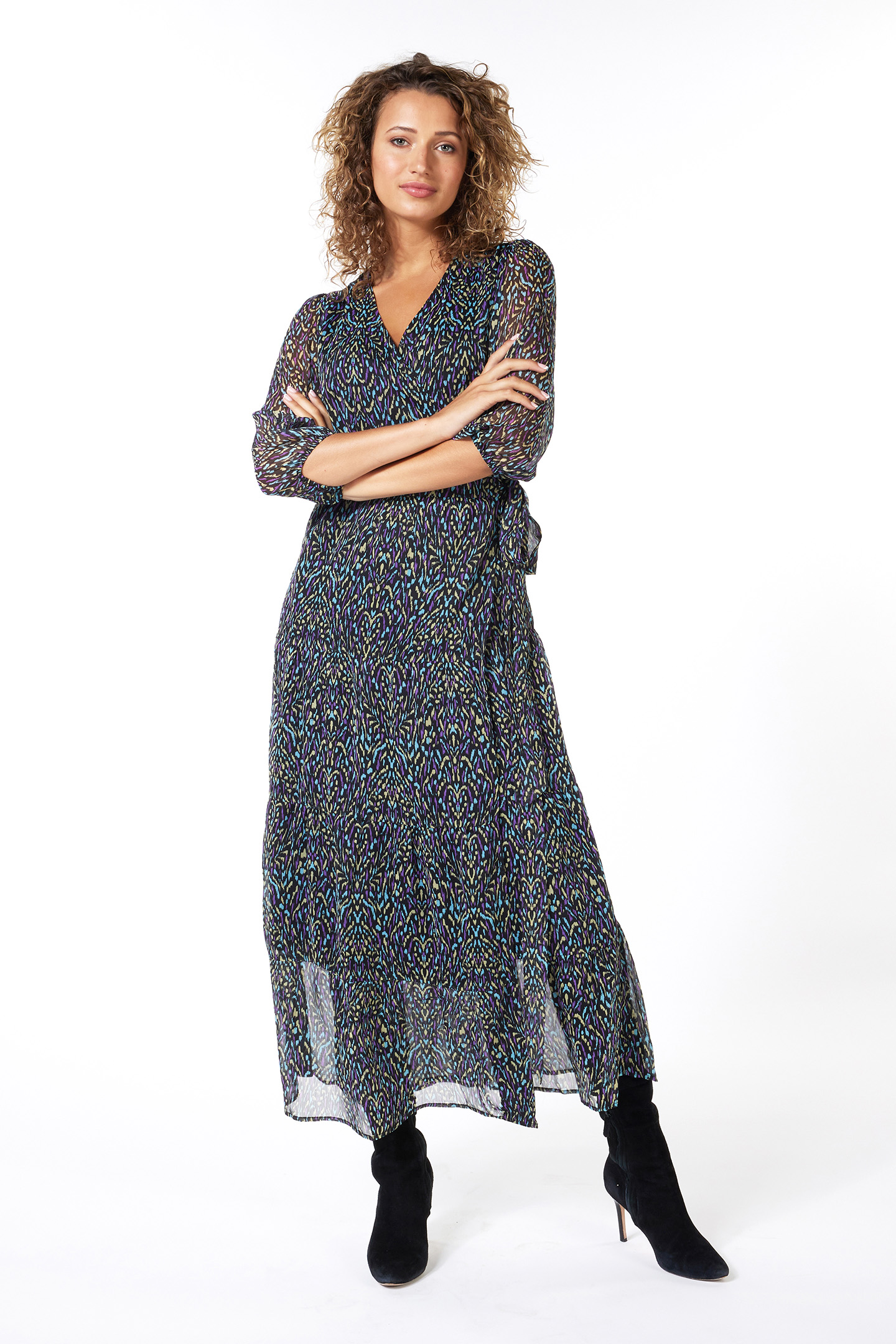 DRESS LAYERED WRAP OVER MAGICAL EARTH PRINT 2