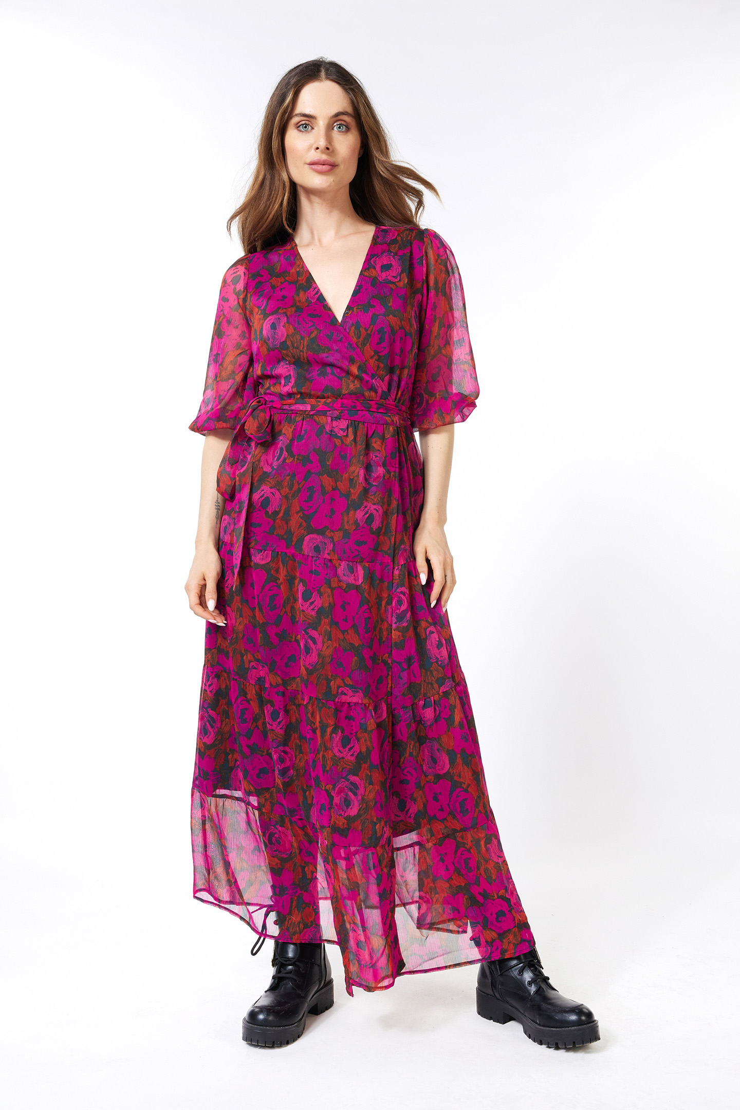 DRESS LONG WRAP OVER FLORAL WILDING PRINT 1
