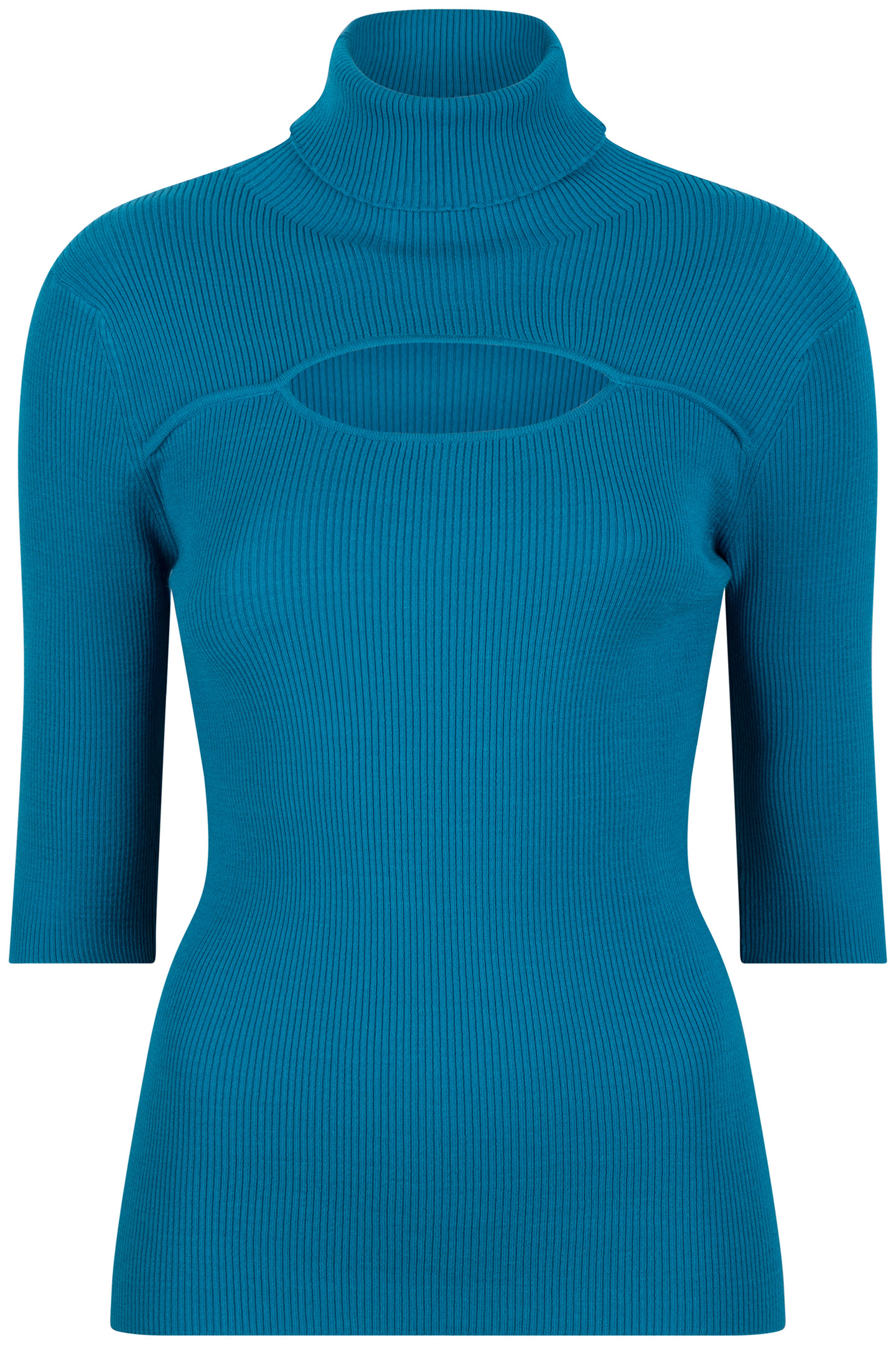 TOP SHORT SLVE OPEN RIB COL PETROL 3