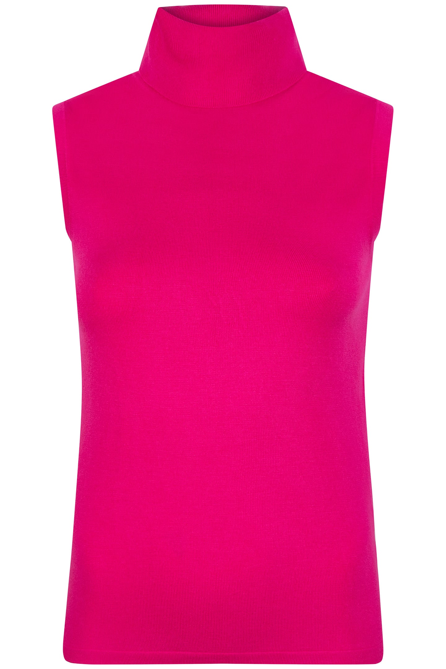 TOP SLVLSS RIBBED COL BASIC KNIT FUCHSIA 3