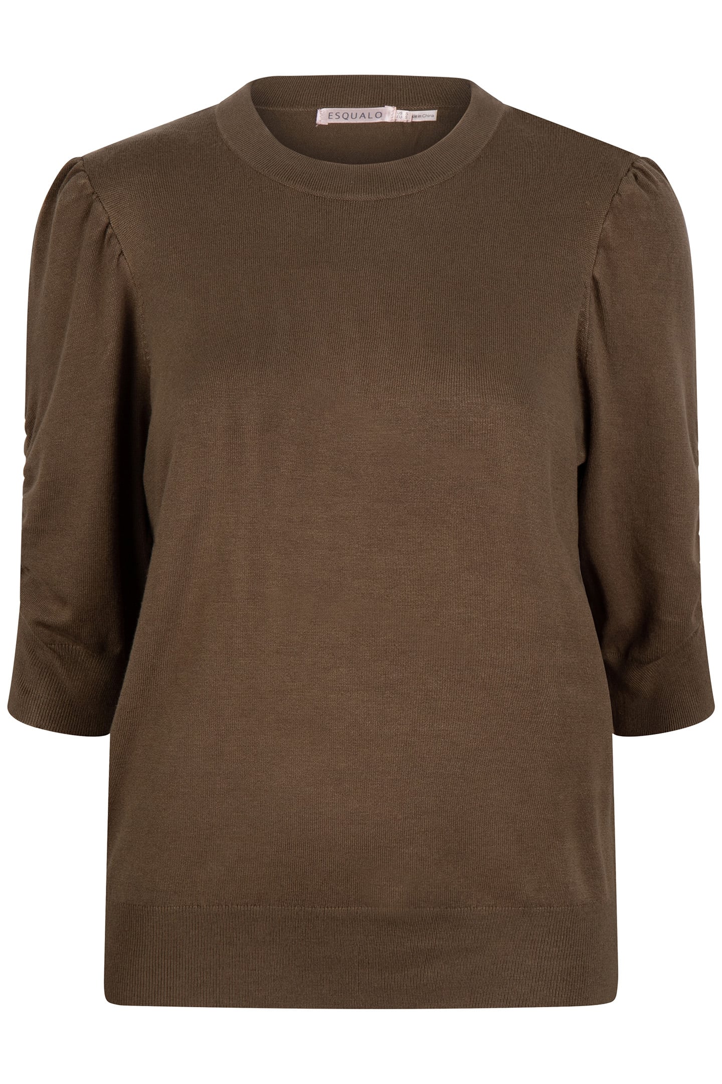 SWEATER SHORT PUFF SLV BASIC KNIT ARMY GREEN 6