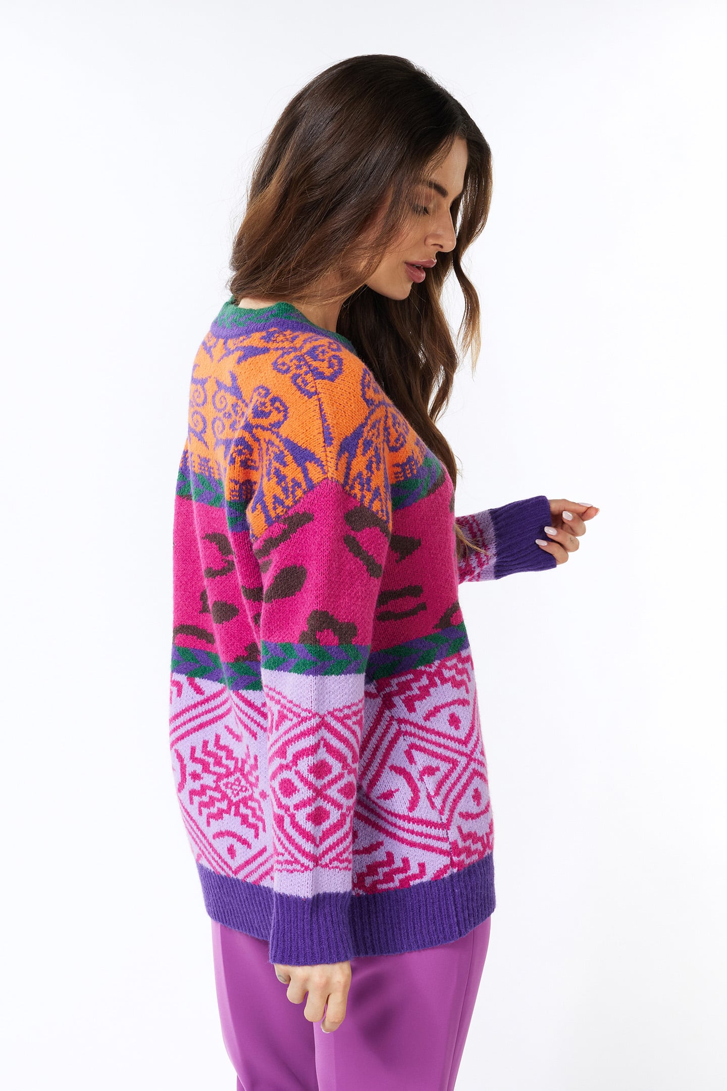 SWEATER JACQUARD COLORED FUCHSIA 4