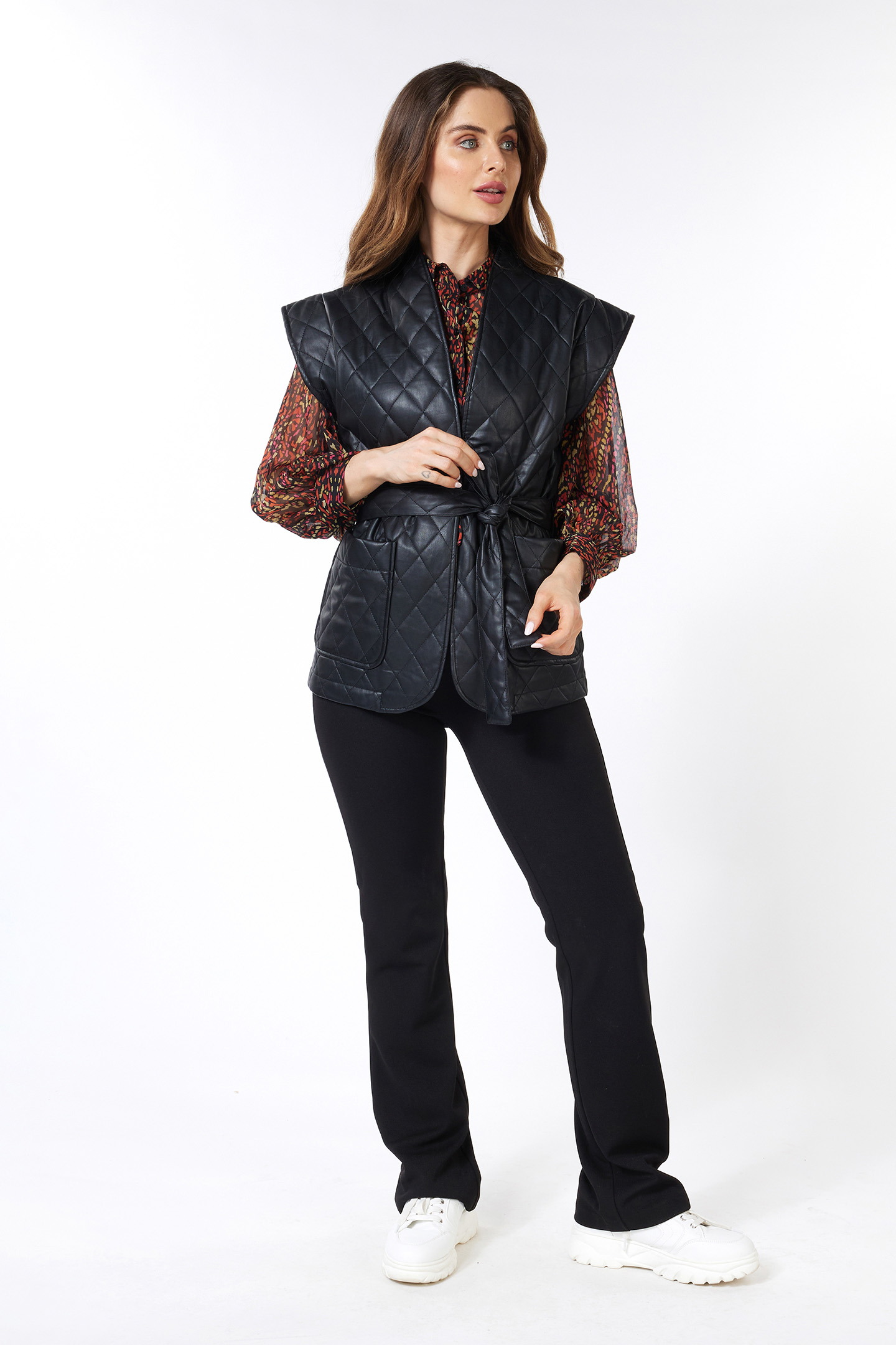 GILET PADDED PU BLACK 3