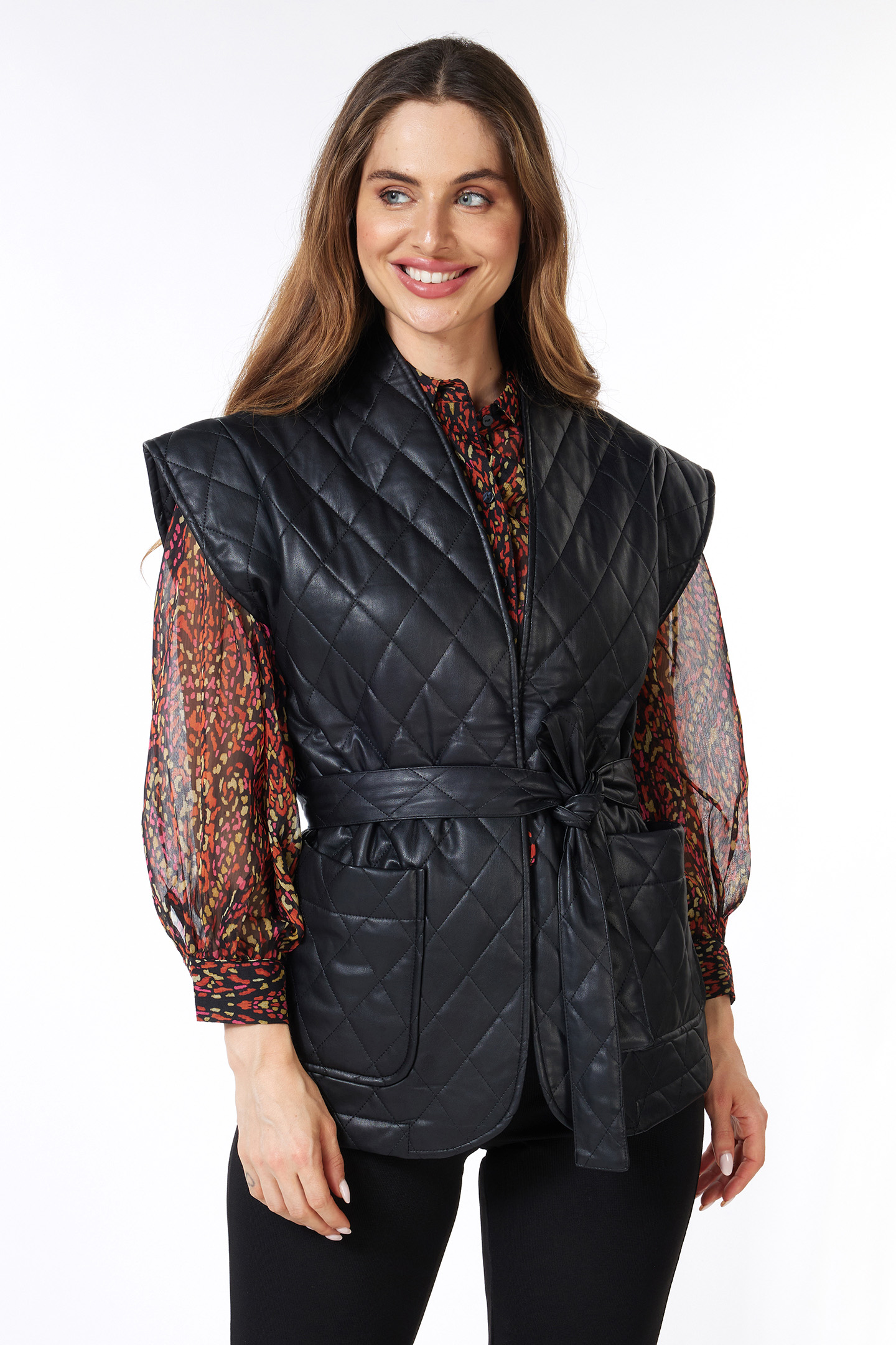 GILET PADDED PU BLACK 1