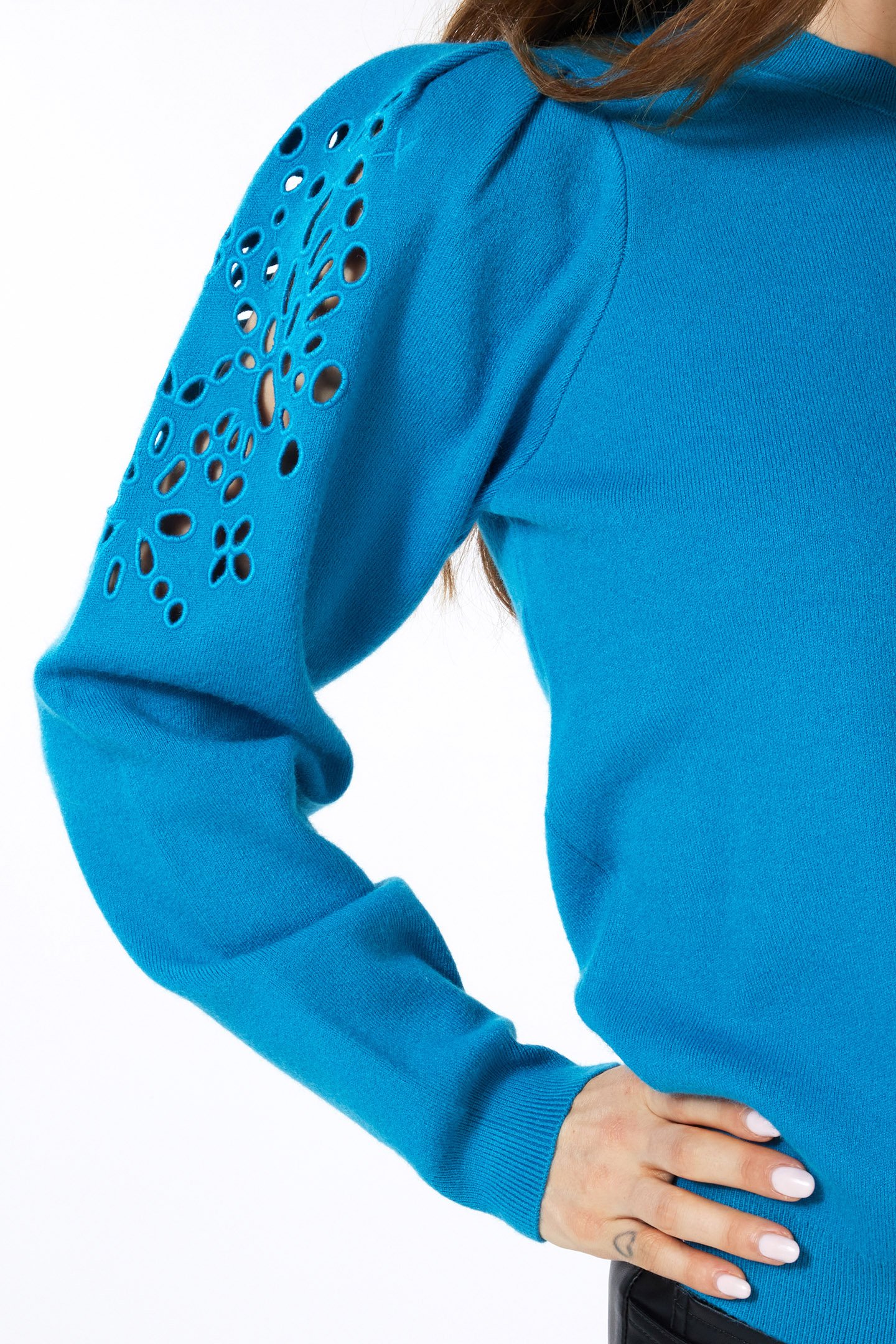 SWEATER EMBROIDERY ANGLAISE PETROL 5